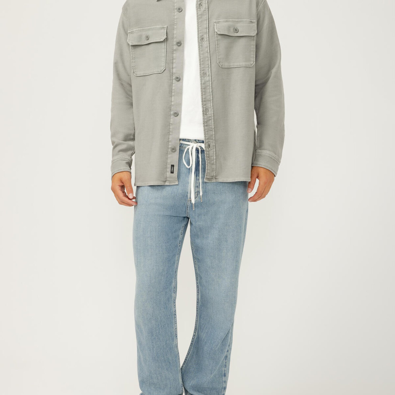 Silver Jeans KNIT FIELD SHIRT | Pebble Grey