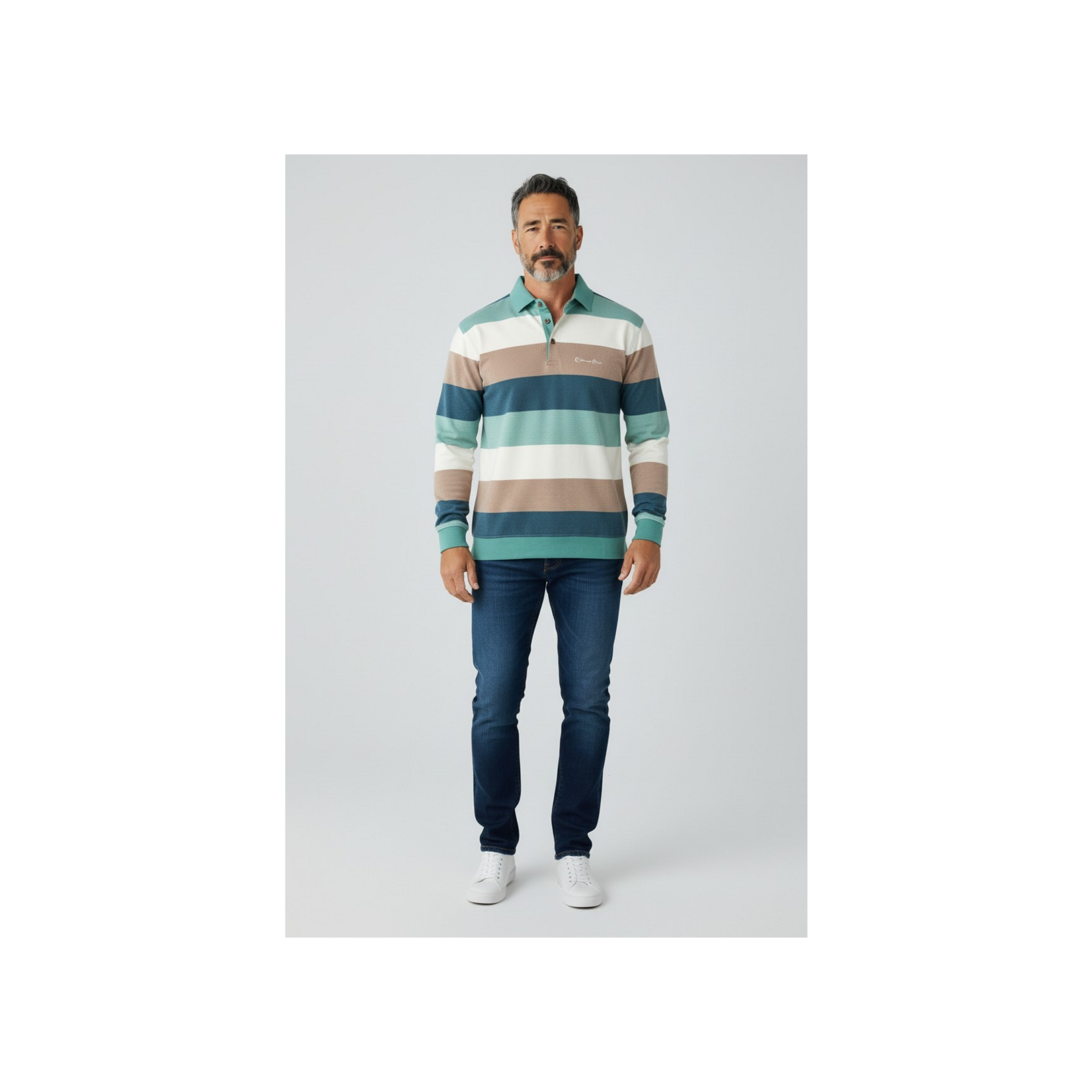 Ethnic Blue STRIPED LIGHTWEIGHT POLO