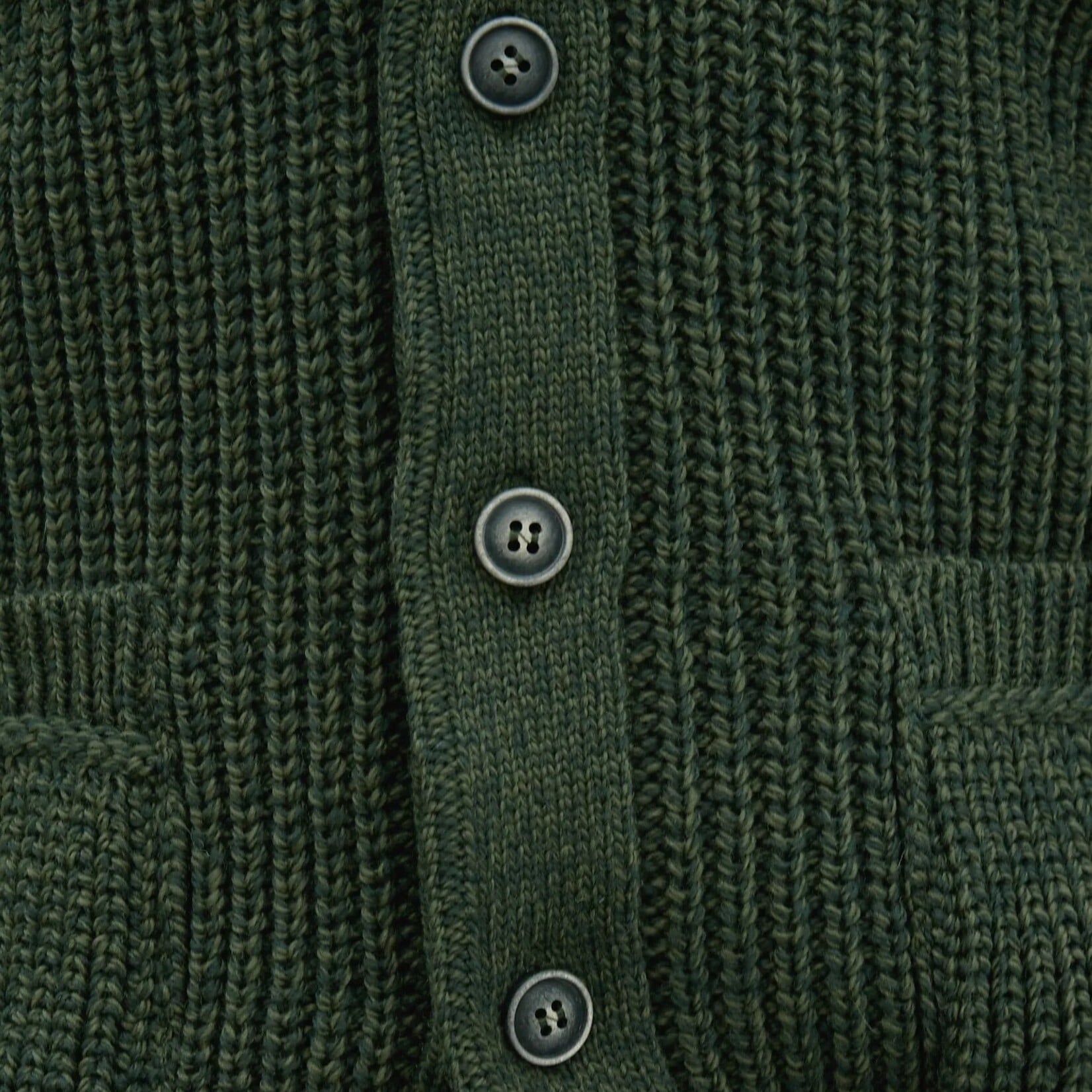 Aran Crafts RIBBED SHAWL COLLAR CARDIGAN | Olive Green