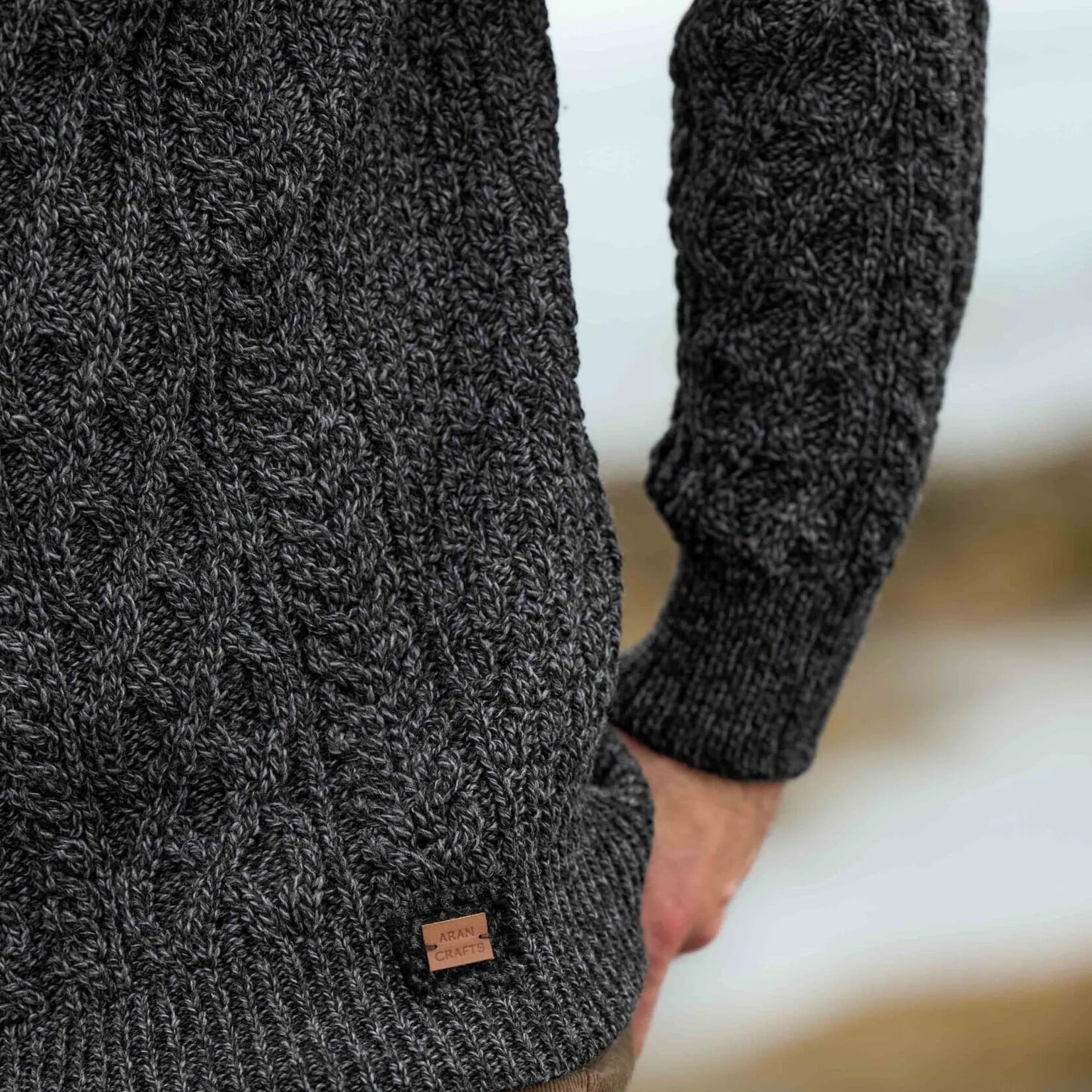 Aran Crafts CURRACLOE 1/2 ZIP SWEATER | Charcoal