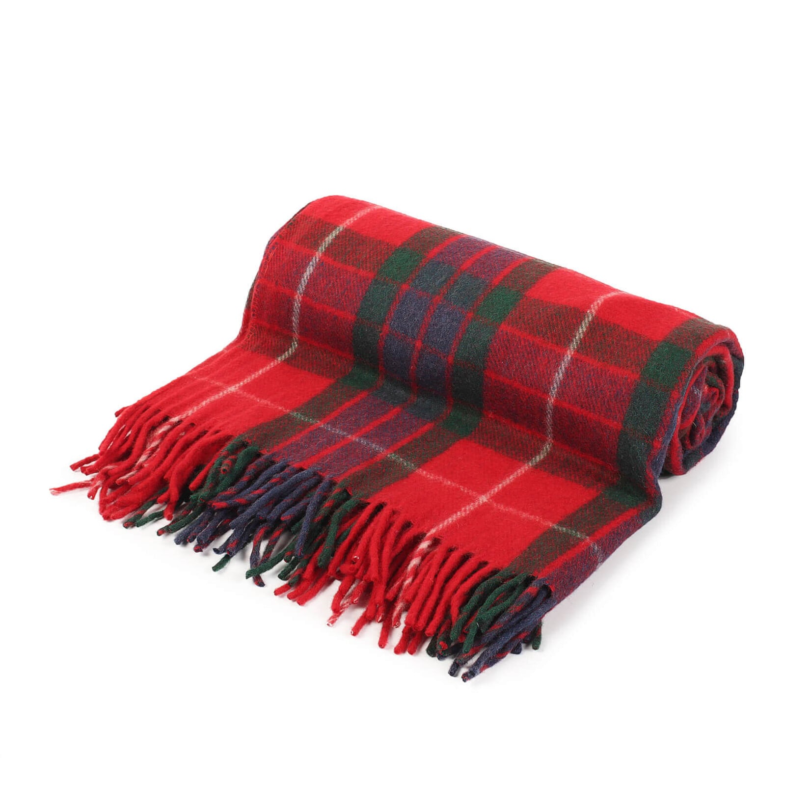 Highland Tartan Tweeds FRASER CLAN TARTAN TWEED BLANKET | Red
