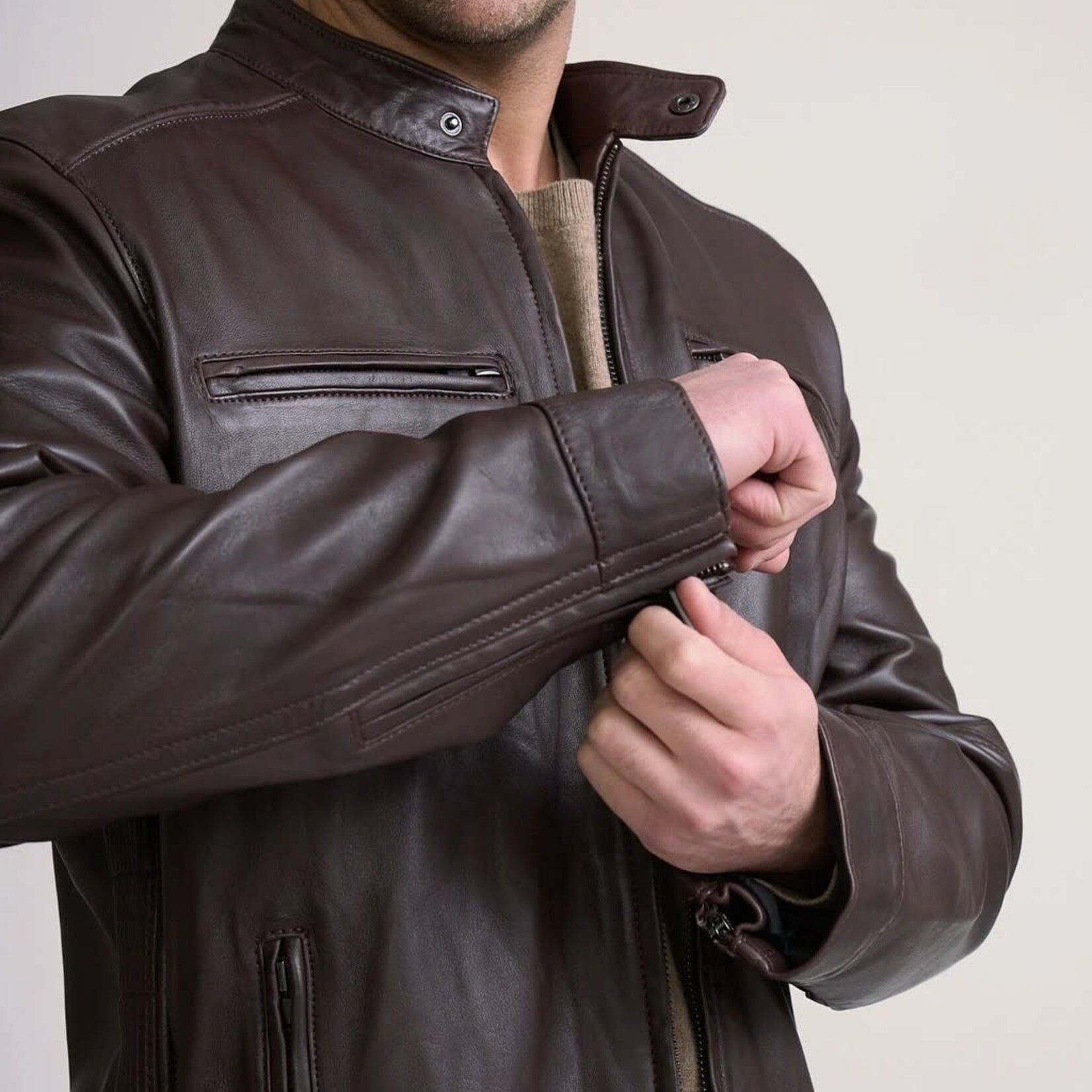 MAURITIUS BLACO NAPPA LEATHER JACKET | Mahogany