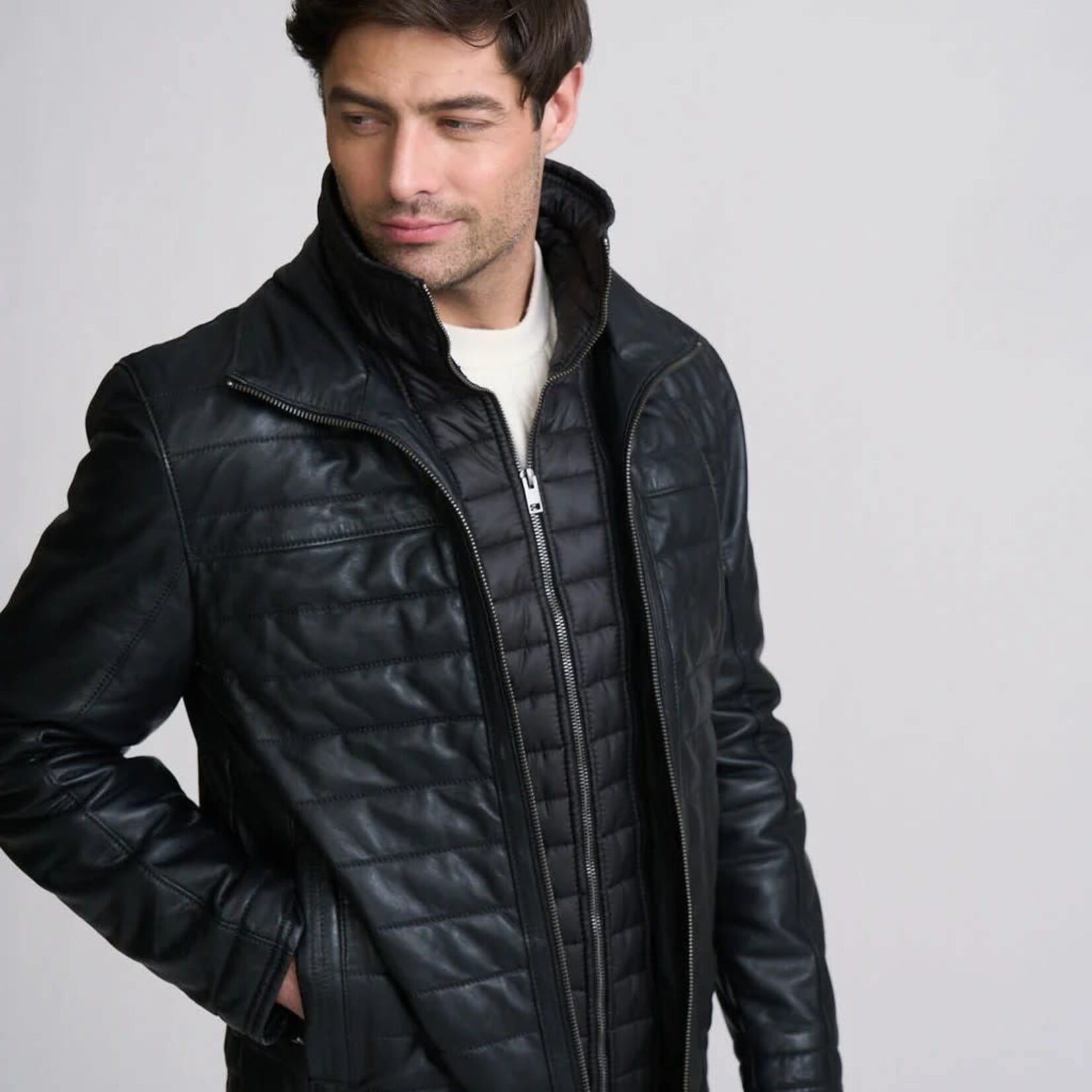 MAURITIUS CASSIAN QUILTED LEATHER JACKET | Black
