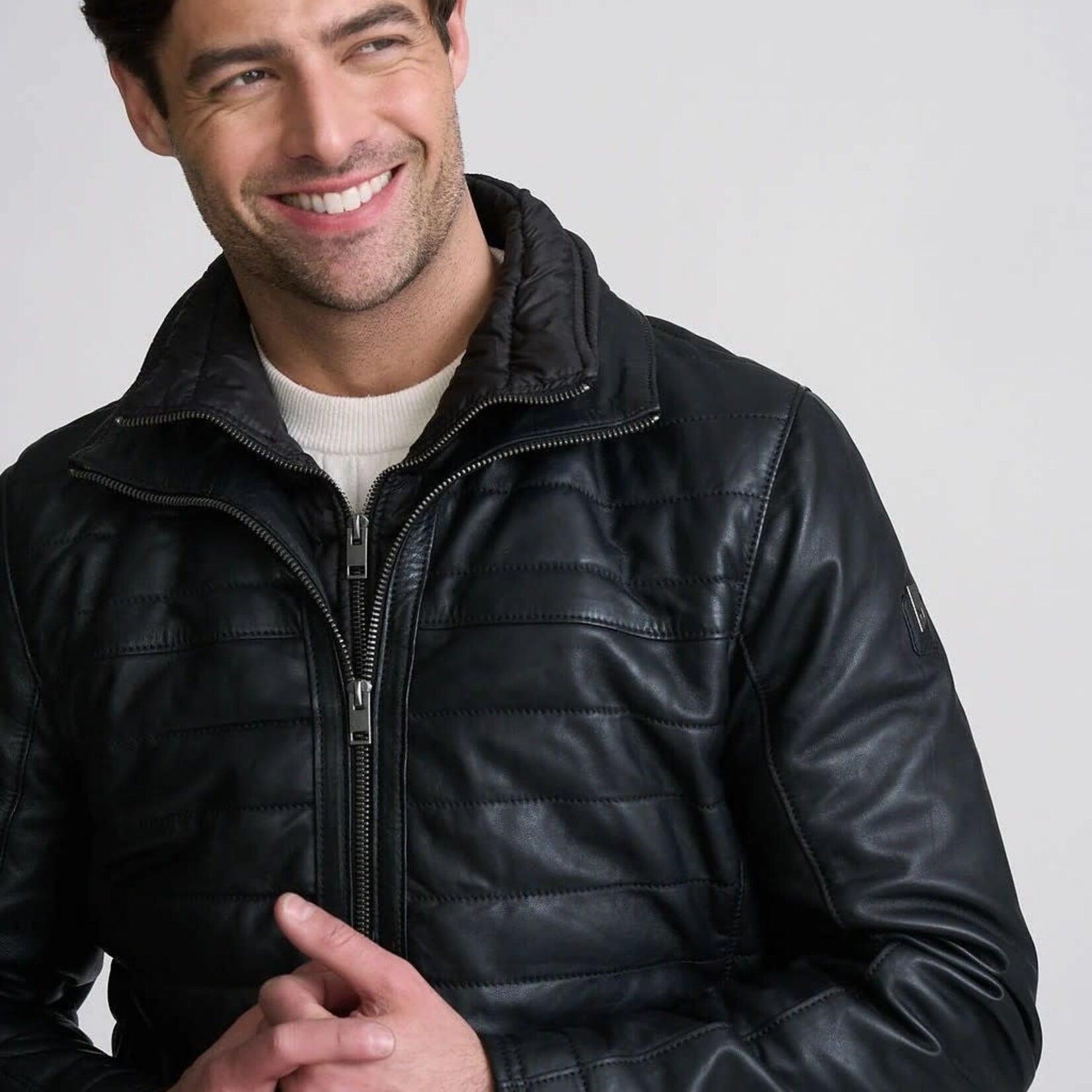 MAURITIUS CASSIAN QUILTED LEATHER JACKET | Black