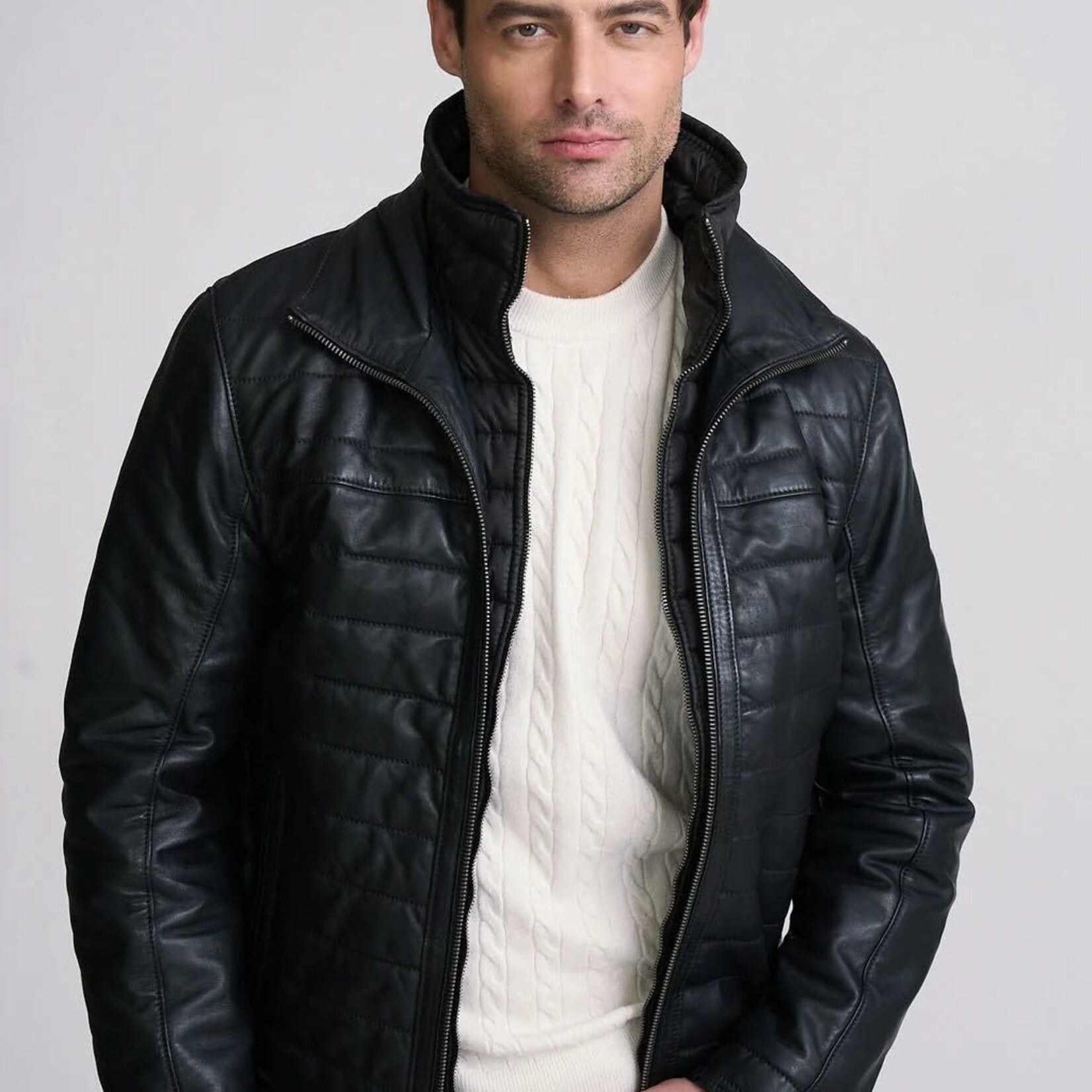 MAURITIUS CASSIAN QUILTED LEATHER JACKET | Black