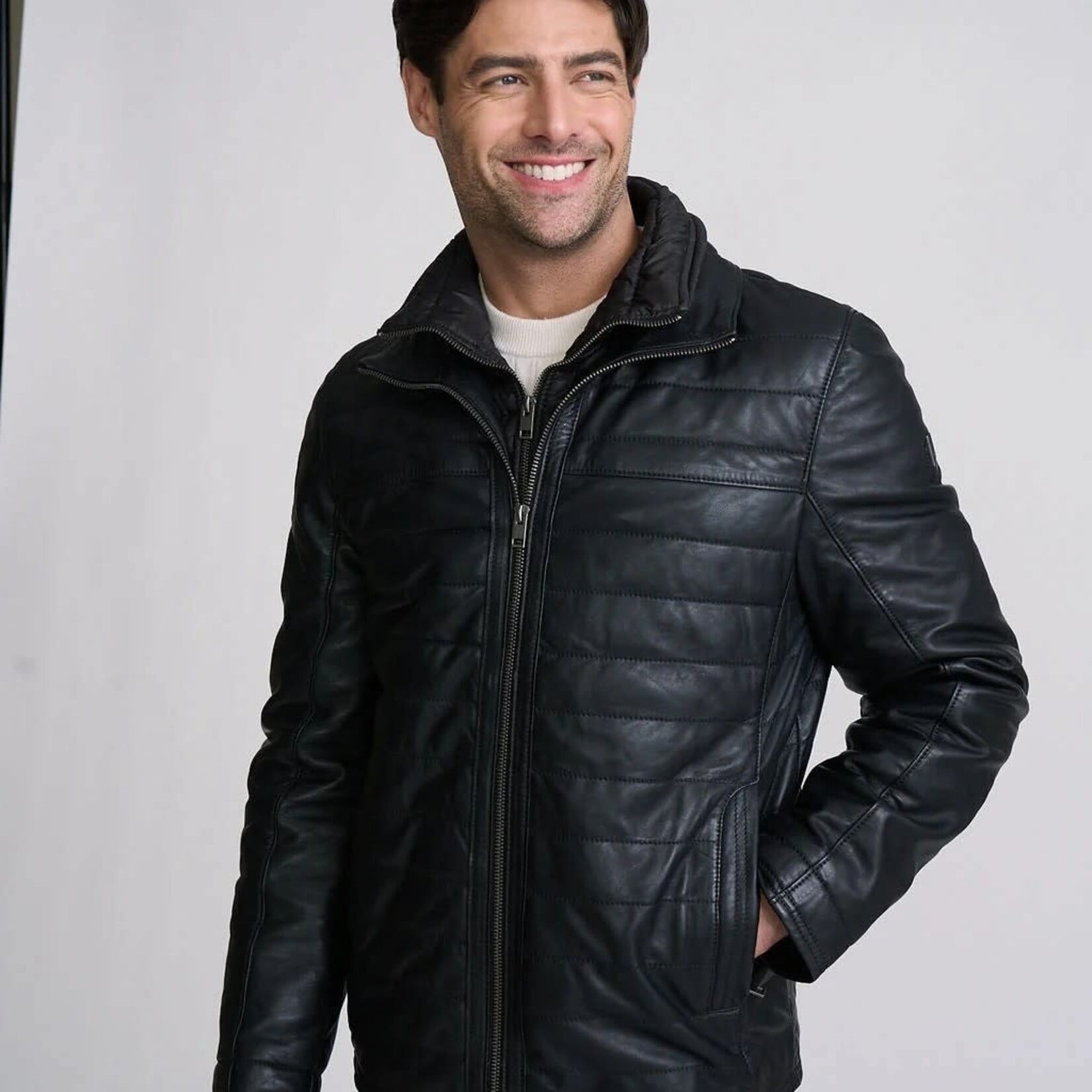 MAURITIUS CASSIAN QUILTED LEATHER JACKET | Black