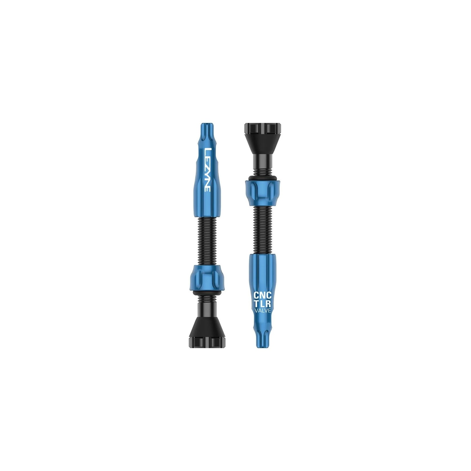 Lezyne Cnc Tlr Valve 44Mm - Blu Cnc, Tubeless Valve W/Al Stem Nut & Valve Wrench Cap - Blue