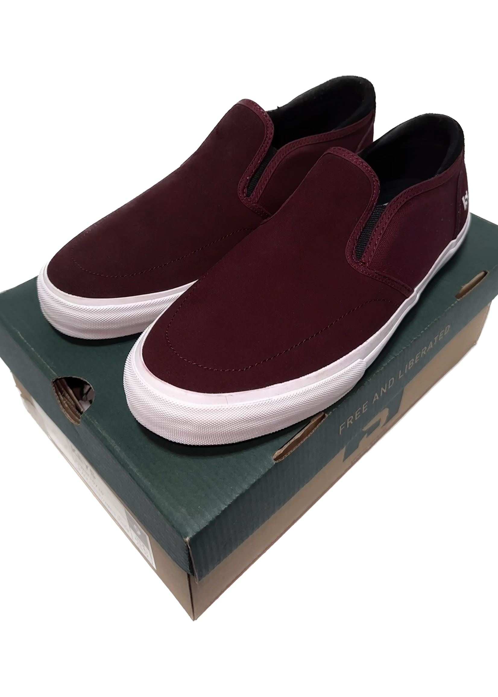 STATE FOOTWARE STATE FOOTWEAR - Keys - Slip-on Black Cherry/White Suede Size 8 USM's