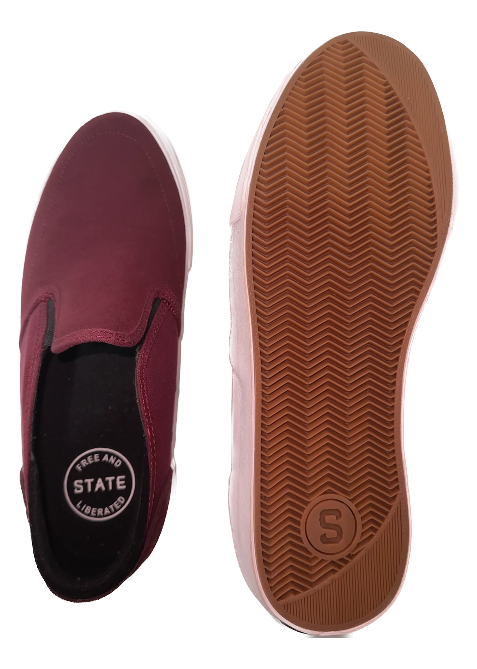 STATE FOOTWARE STATE FOOTWEAR - Keys - Slip-on Black Cherry/White Suede Size 8 USM's