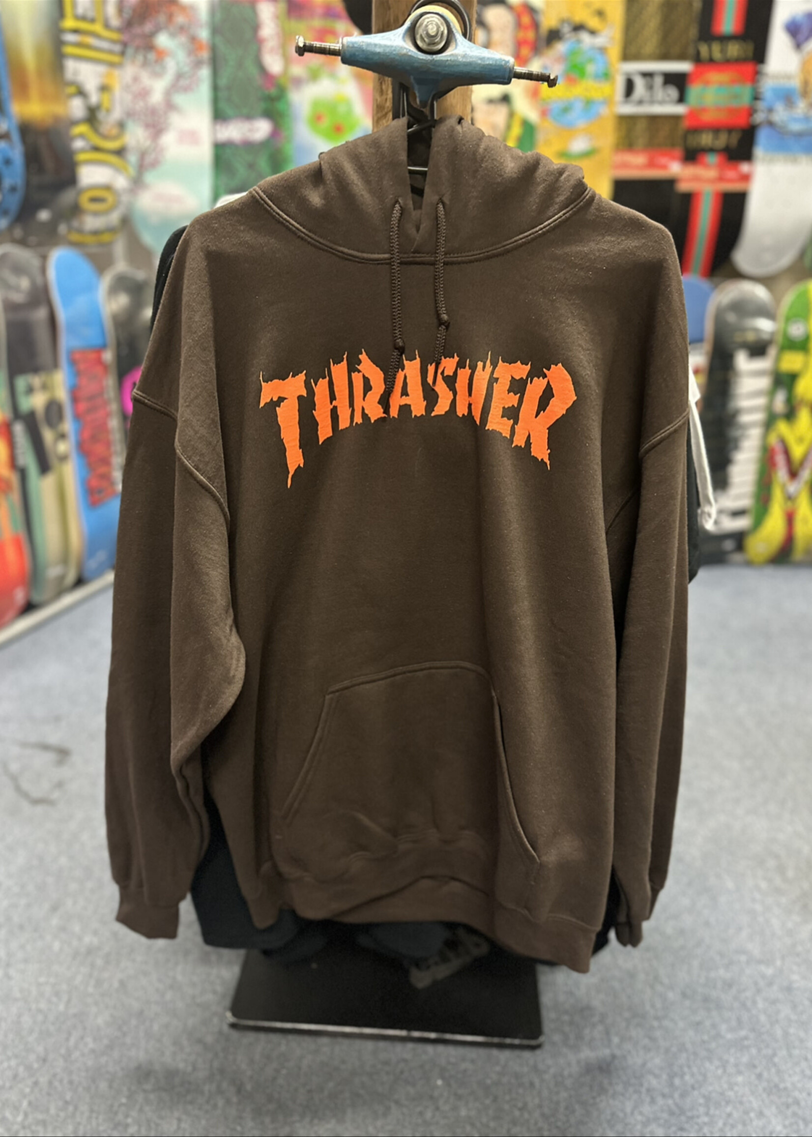 Thrasher THRASHER - Burn It Down Neckface Hoodie Chocolate - Large