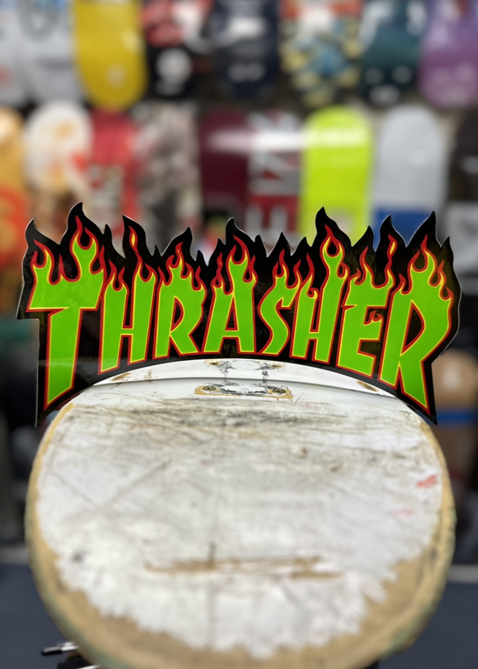 Thrasher THRASHER - Large Flame Sticker Green - 26cm