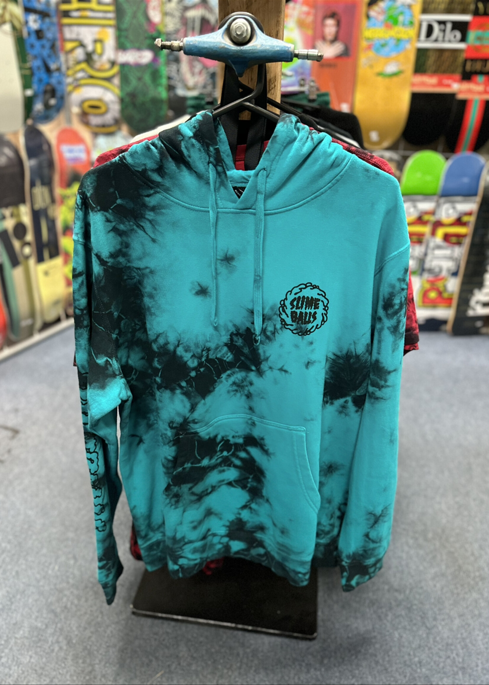 Slime Balls SLIME BALLS - Mono Splat Teal/Black Tie-Dye Hoodie