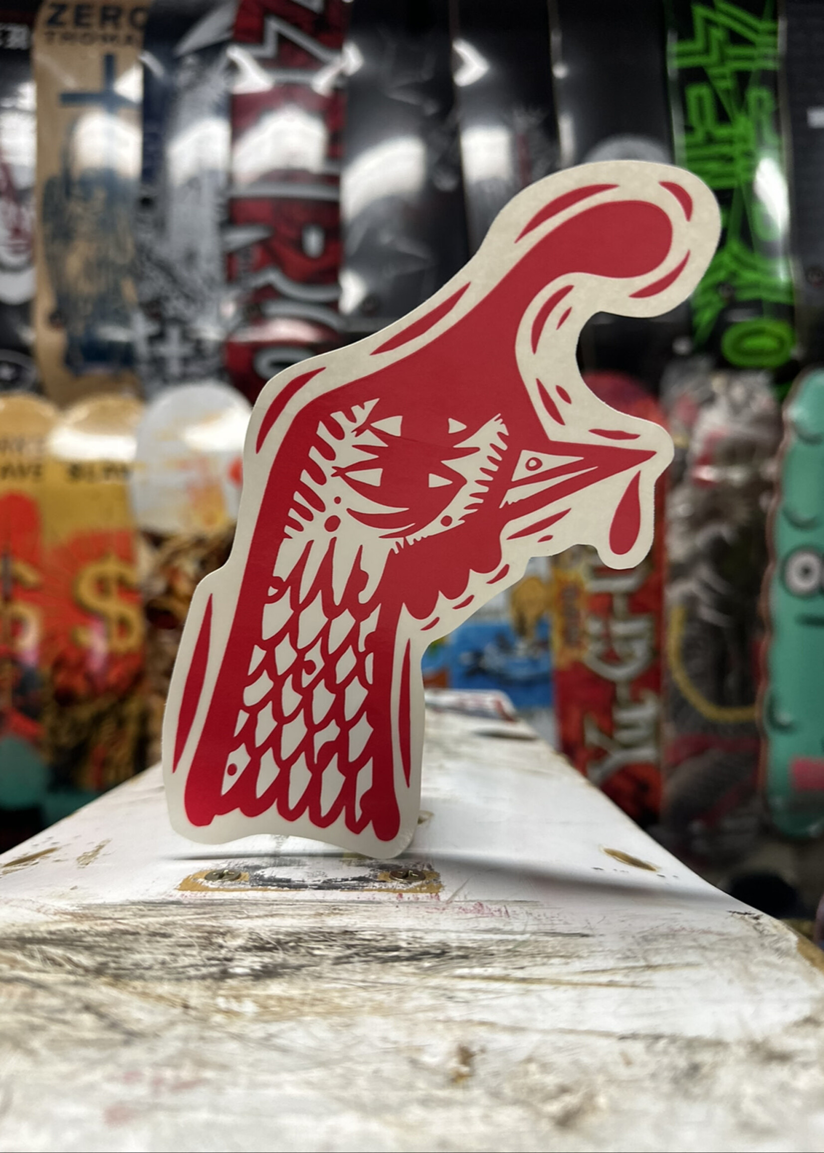 Uma Landsleds UMA LANDSLEDS - Chook Head Sticker Red - 7.375"