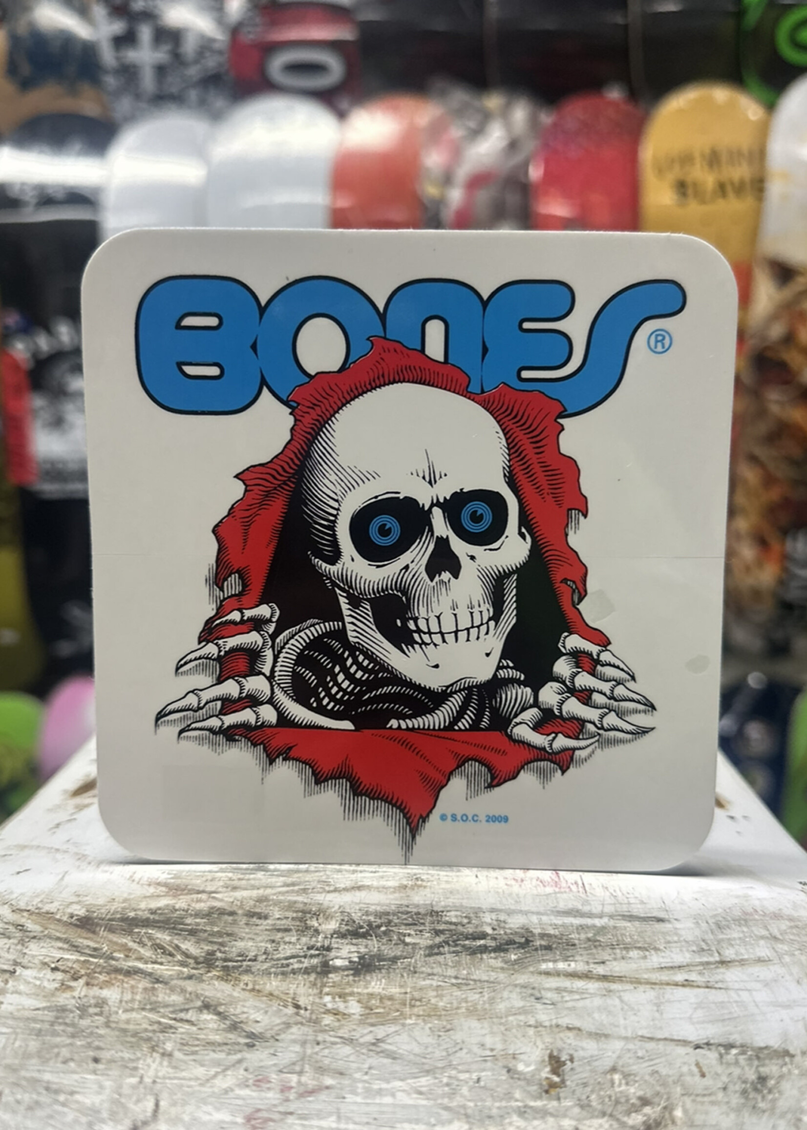Powell Peralta BONES - Ripper Bumper Sticker Clear/Blue - 5"
