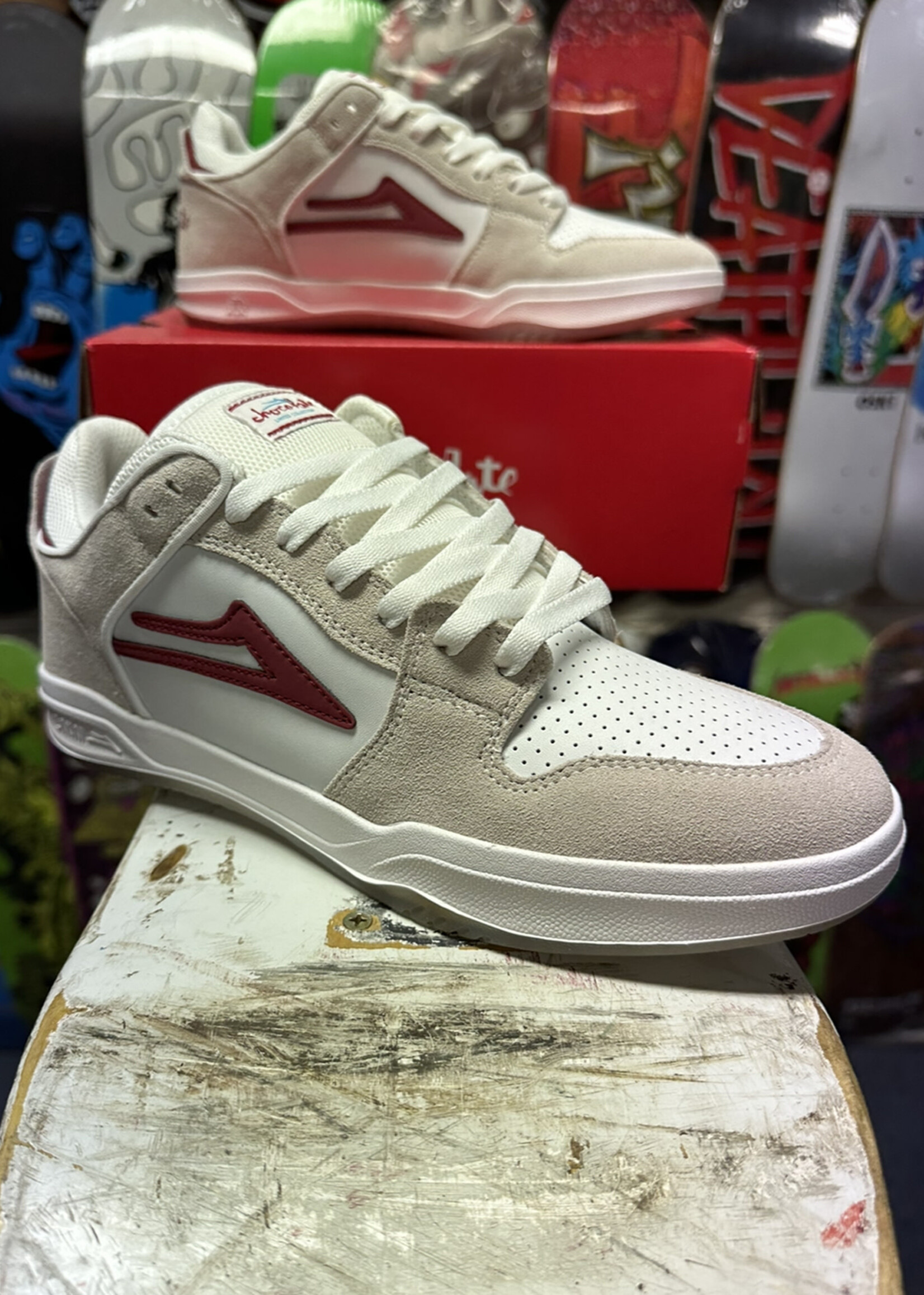 Lakai Ltd Footware LAKAI x CHOCOLATE - Telford Low White/Red Suede Shoes