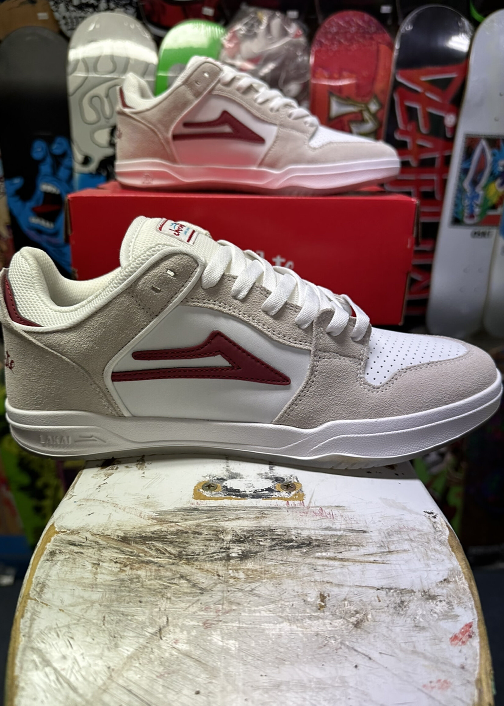 Lakai Ltd Footware LAKAI x CHOCOLATE - Telford Low White/Red Suede Shoes