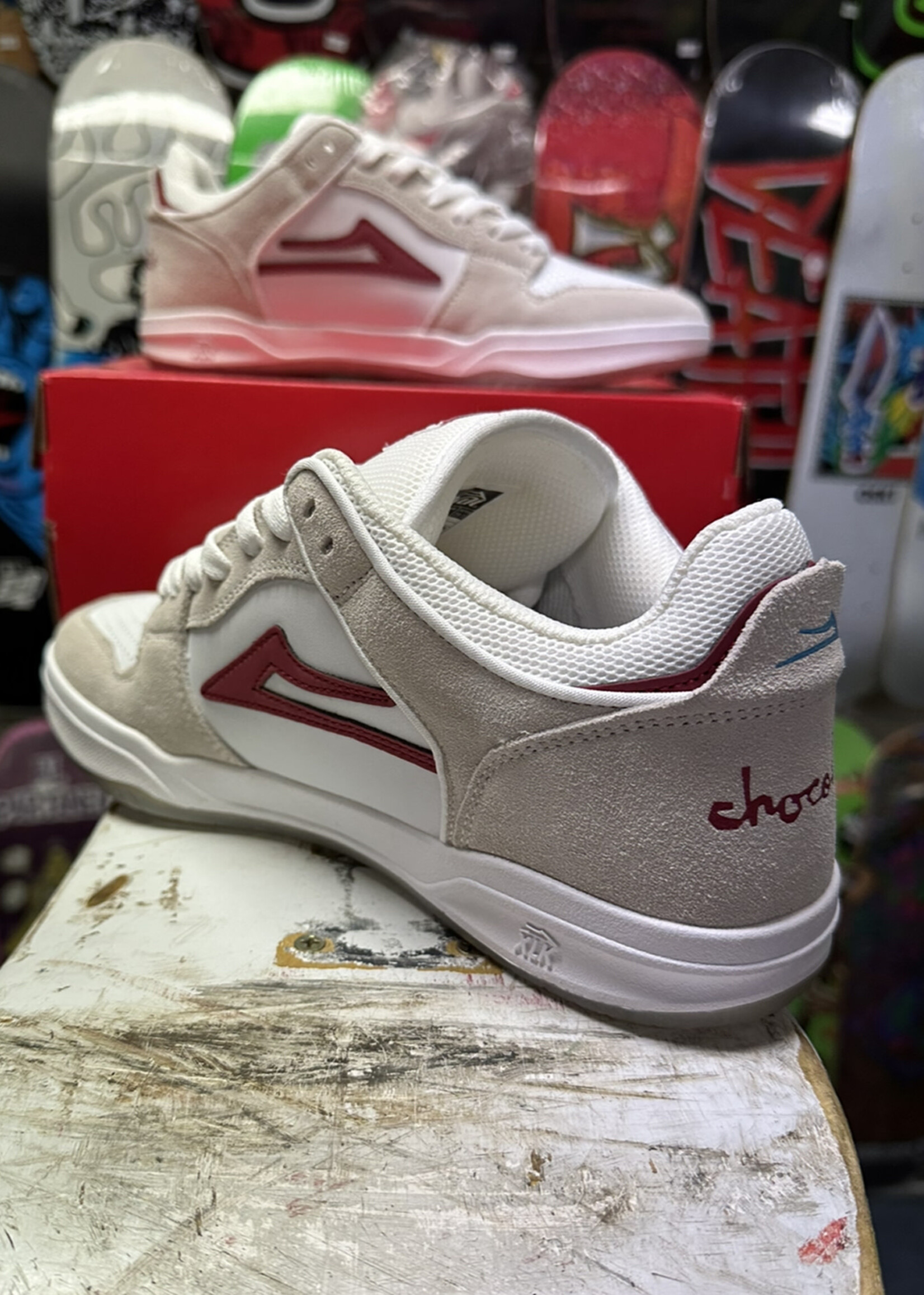 Lakai Ltd Footware LAKAI x CHOCOLATE - Telford Low White/Red Suede Shoes