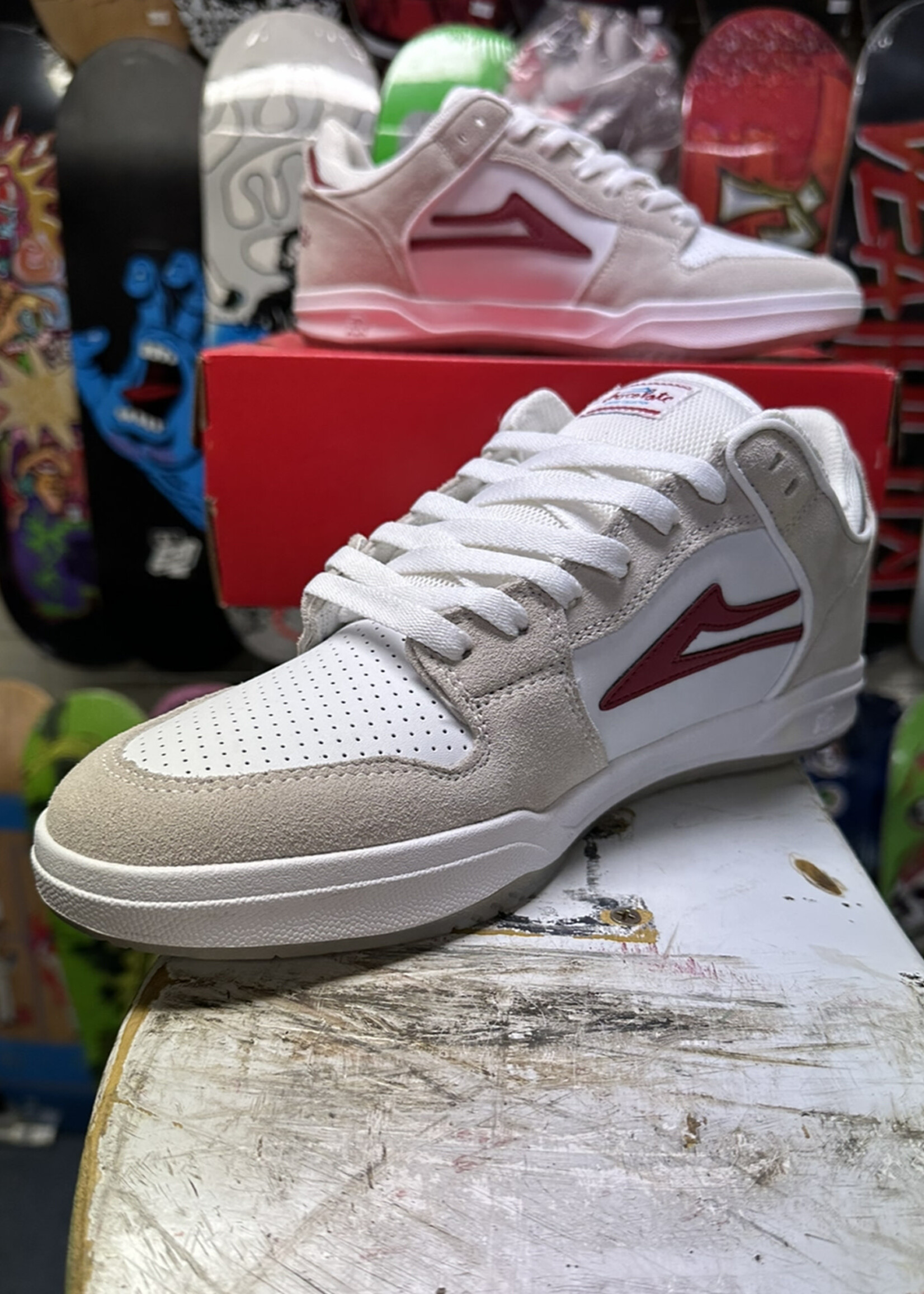 Lakai Ltd Footware LAKAI x CHOCOLATE - Telford Low White/Red Suede Shoes