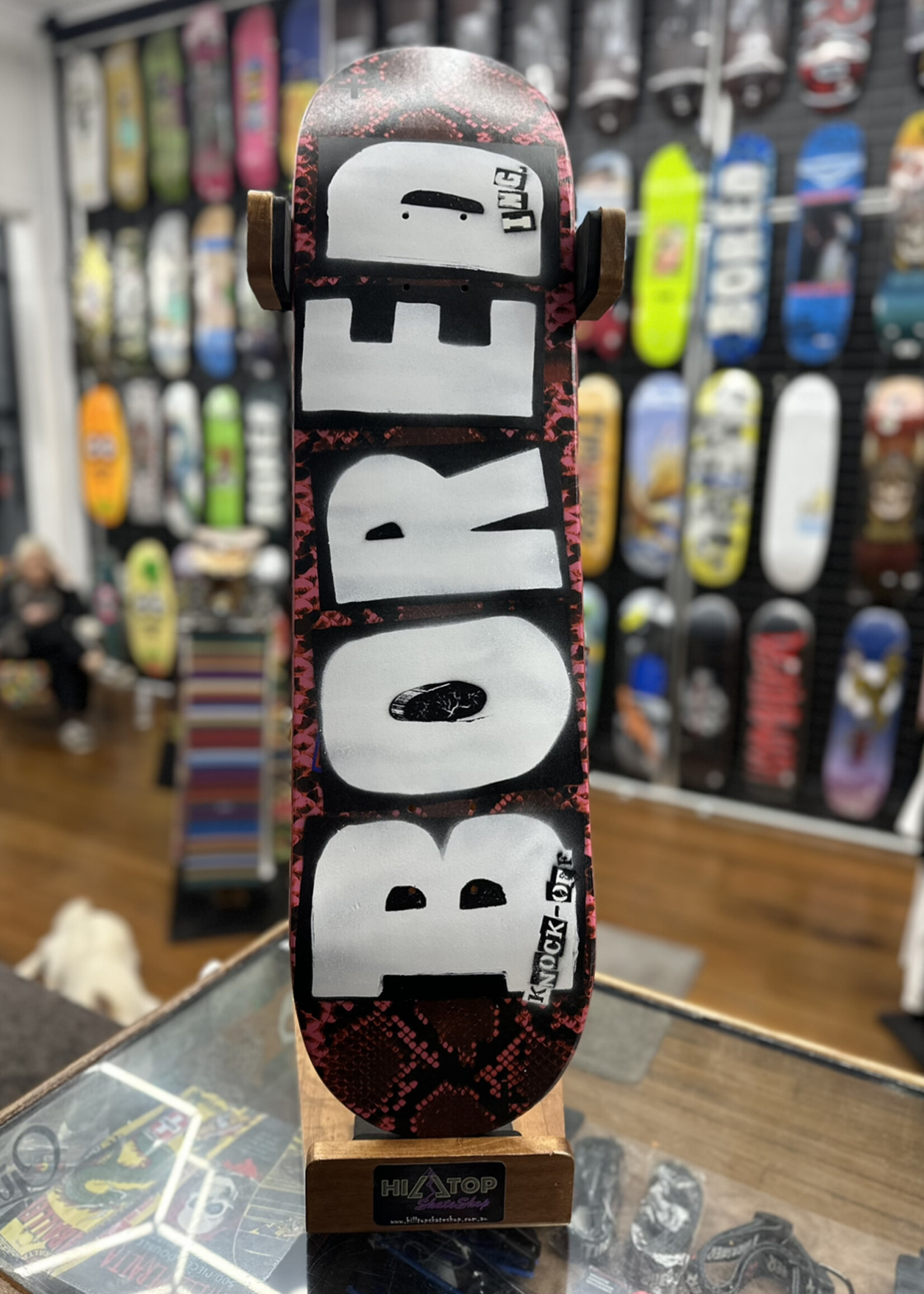 BOREDing. BOREDING. - Knock-Off Snake Print Red - 8.0" (Hand Painted)