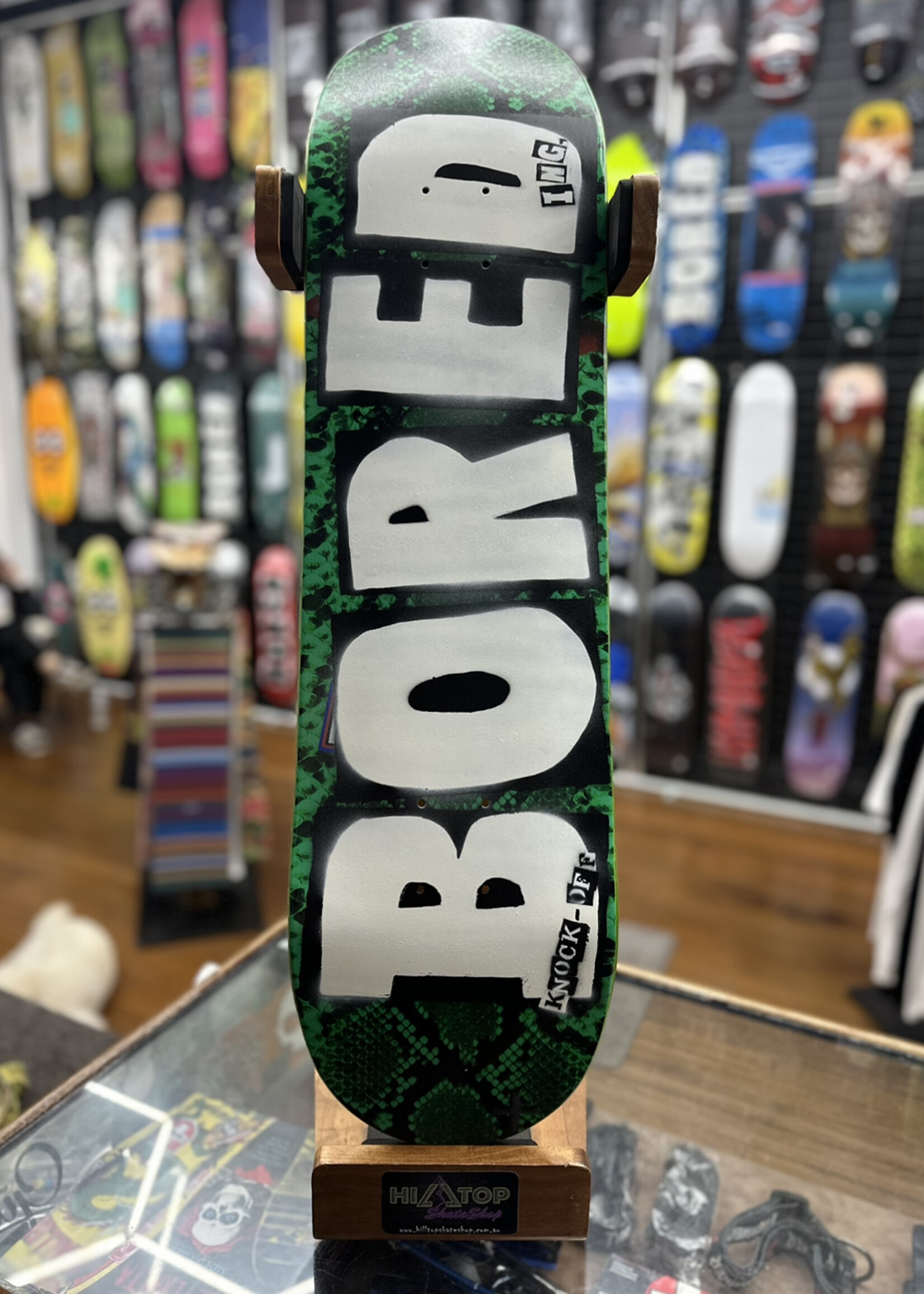 BOREDing. BOREDING. - Knock-Off Snake Print Green - 8.25" (Hand Painted)