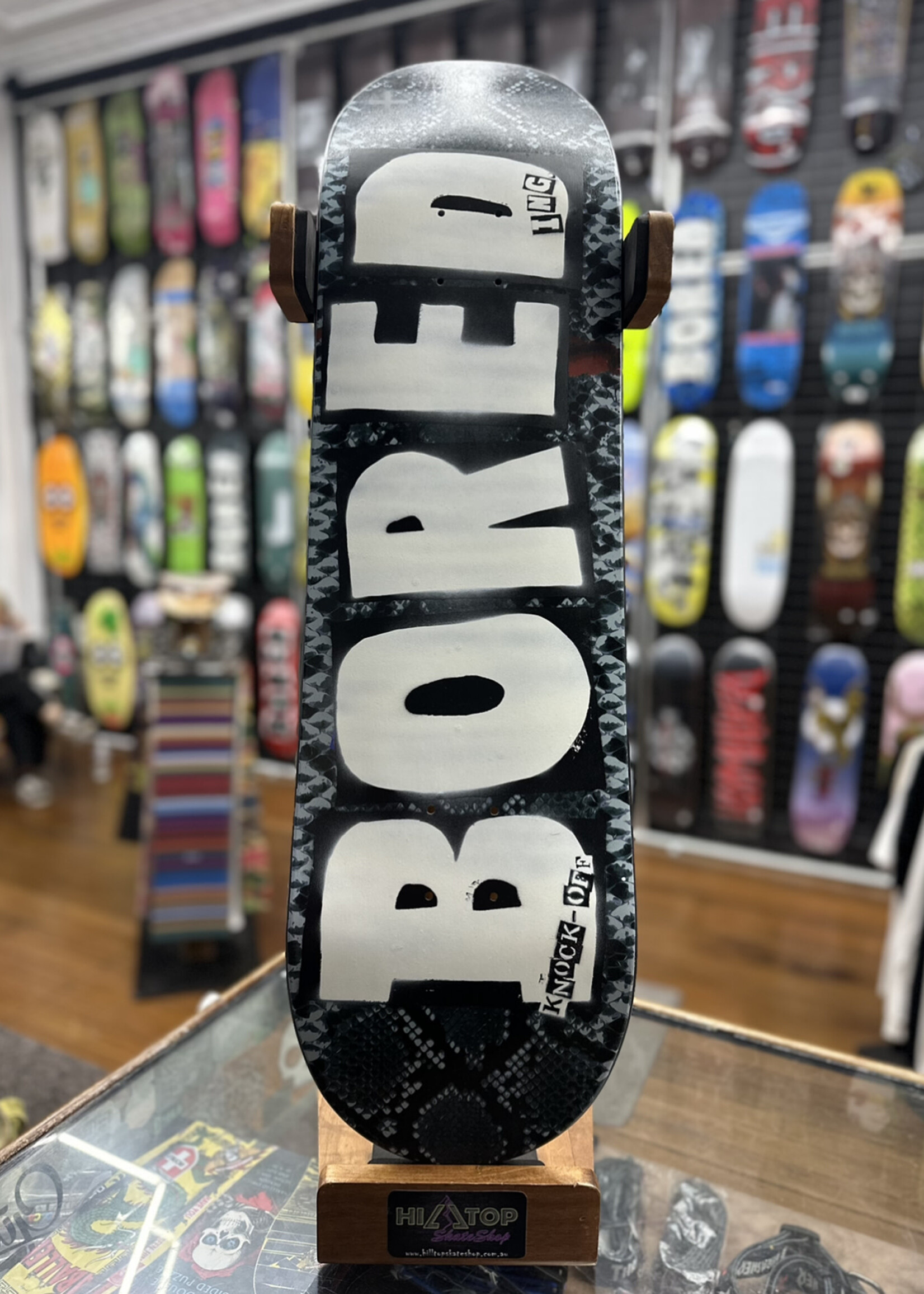 BOREDing. BOREDING. - Knock-Off Snake Print Black - 8.75" (Hand Painted)