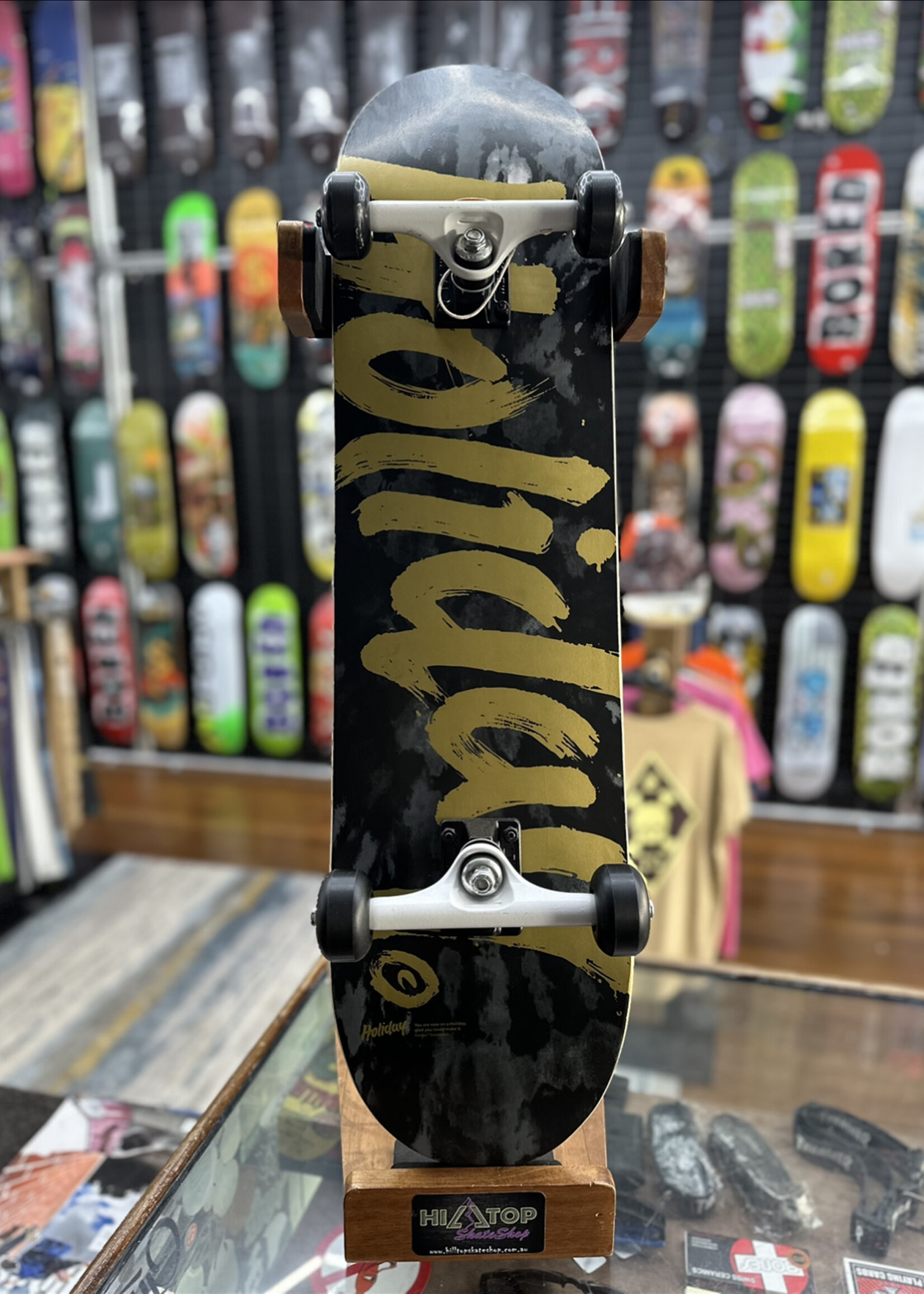 Holiday Skateboards HOLIDAY SKATEBOARDS - Tie Dye Black/Gold White Trucks Complete - 8.0"