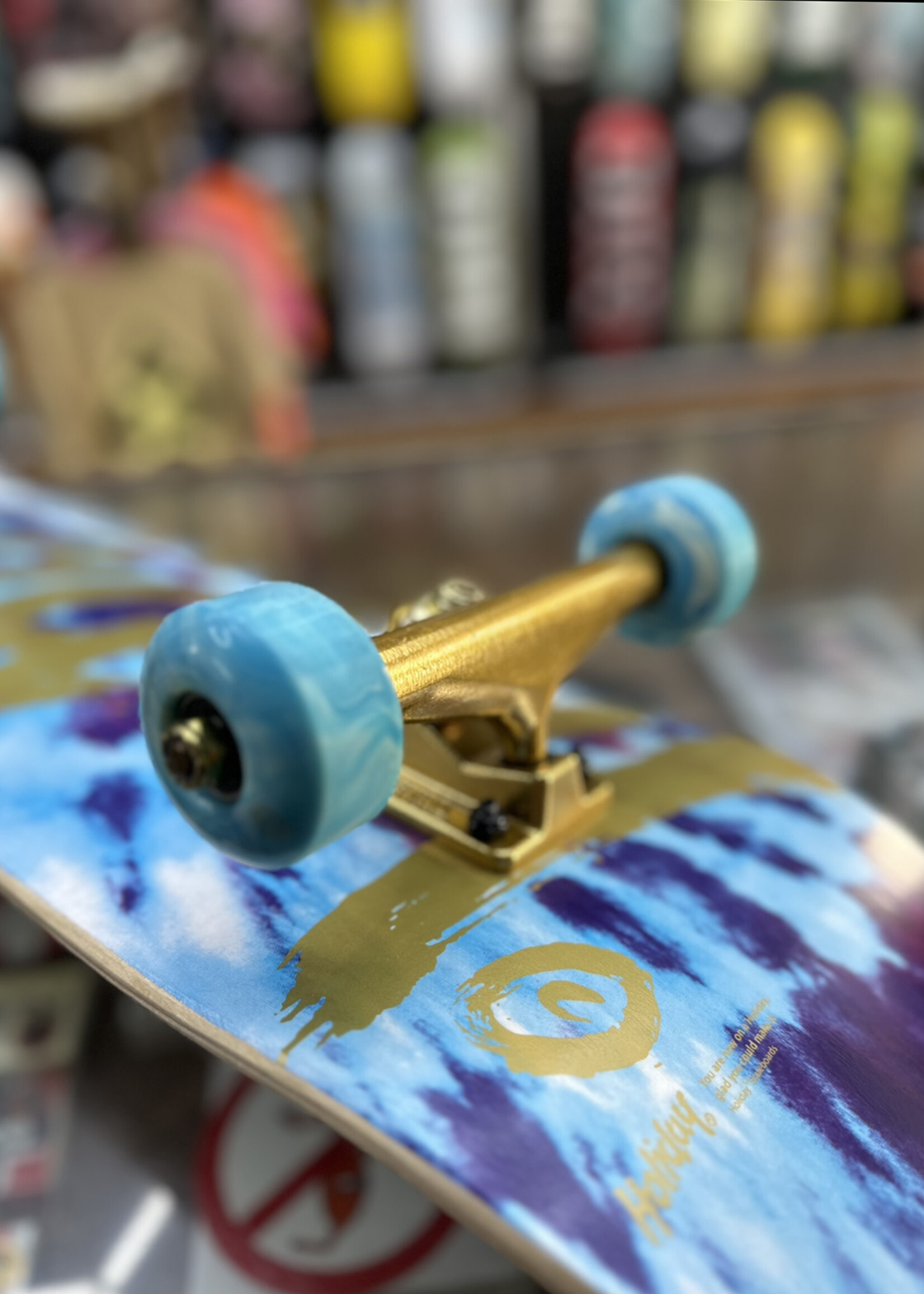 Holiday Skateboards HOLIDAY SKATEBOARDS - Tie Dye Blue Ice/Gold Complete - 8.0"