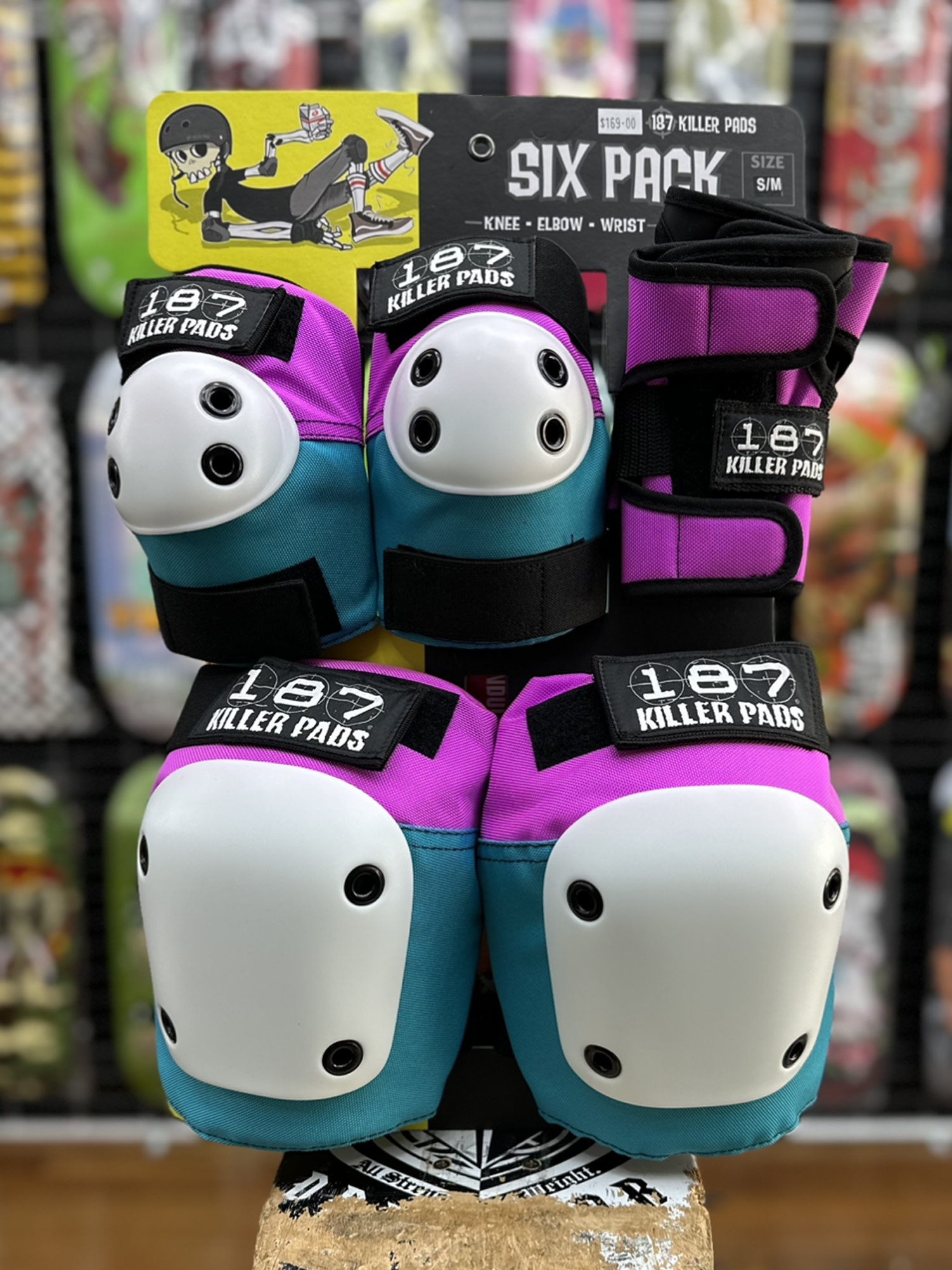 187 KILLER PADS - Six Pack Pink/Teal - Hilltop Skateshop