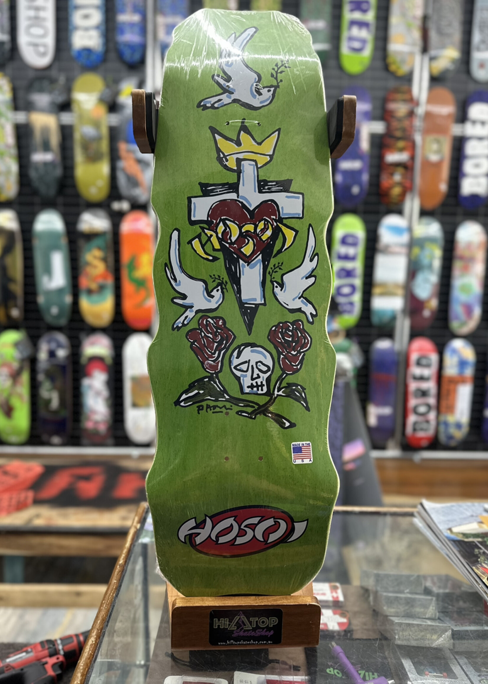 HOSOI HOSOI - Hammerhead Hybrid Lime Stain Deck - 9.5"