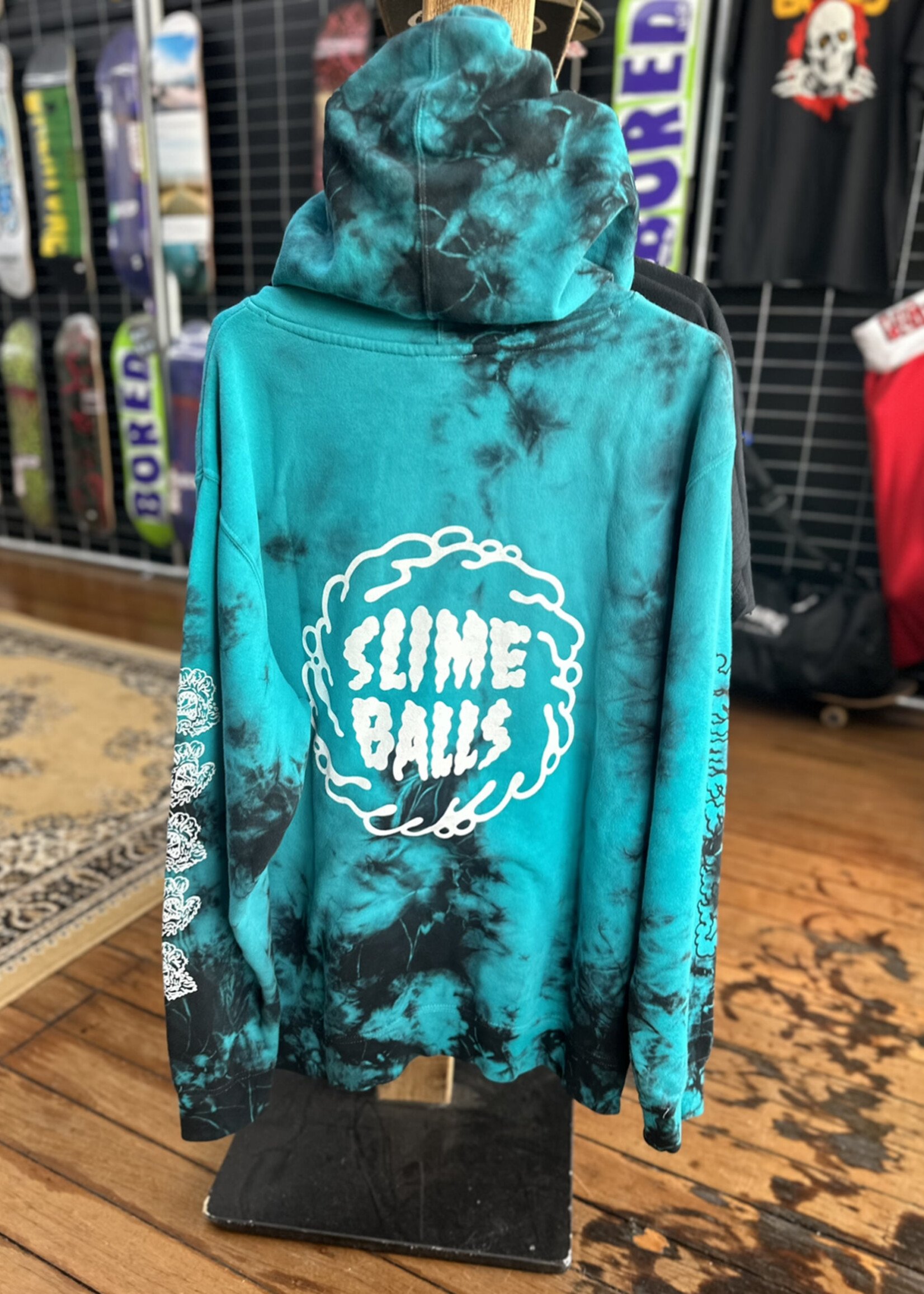 Slime Balls SLIME BALLS - Mono Splat Teal/Black Tie-Dye Hoodie