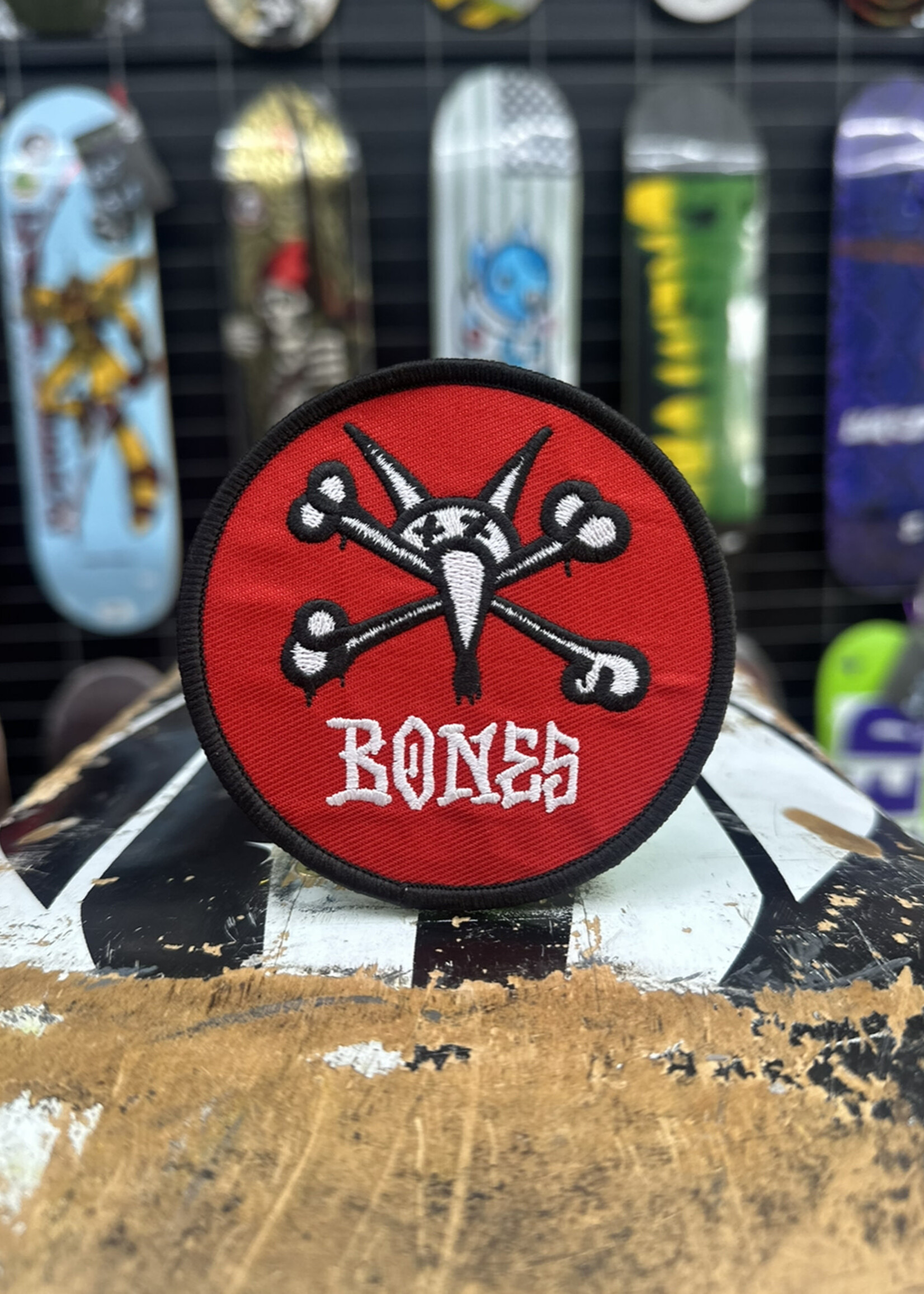 Powell Peralta BONES - Iron-on Patch Vato Rat Circle Red - 3.5"
