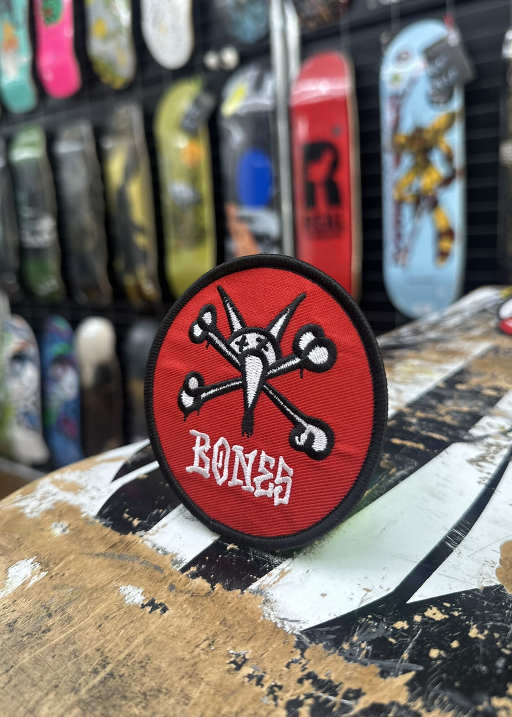 Powell Peralta BONES - Iron-on Patch Vato Rat Circle Red - 3.5"