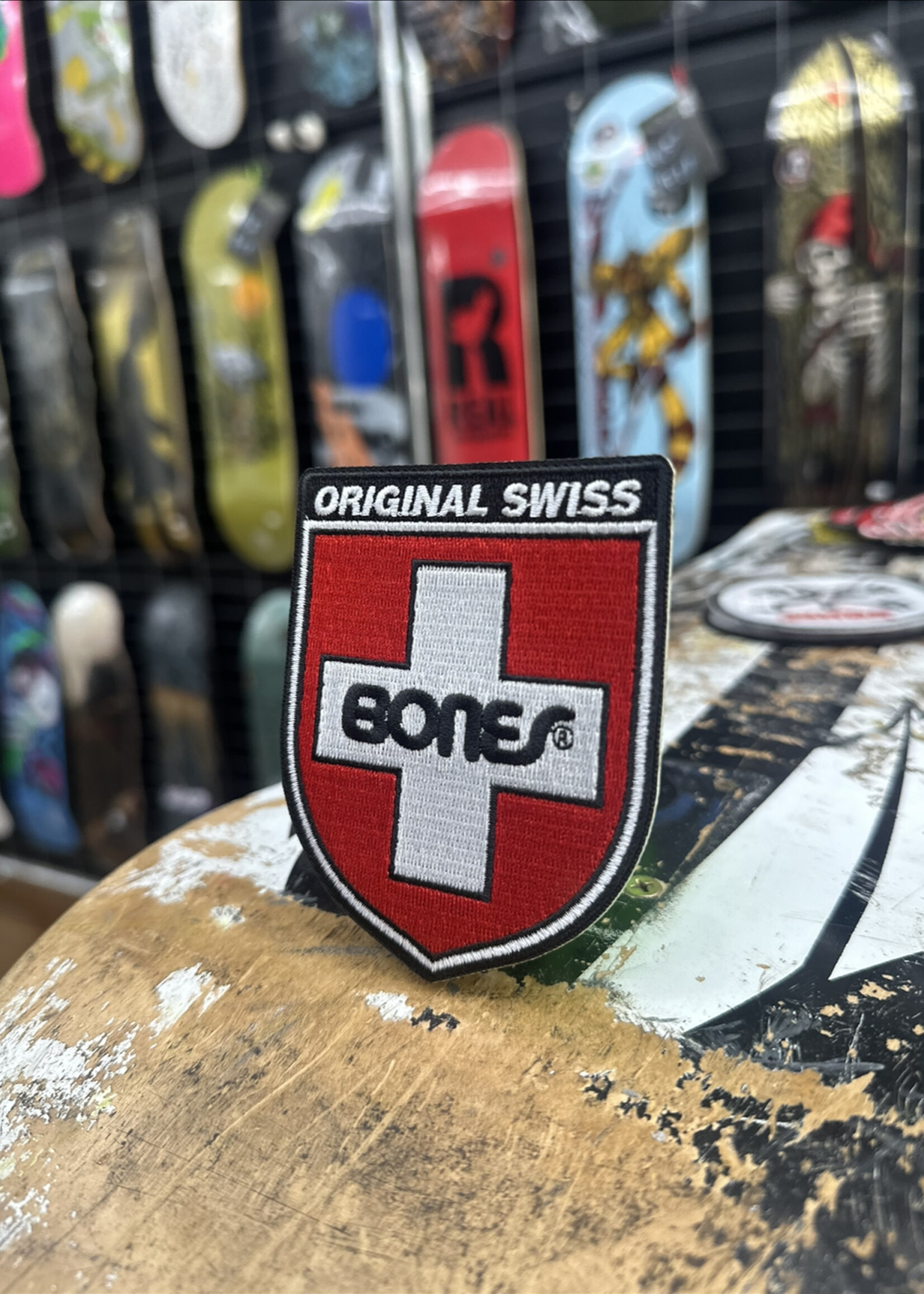 BONES BONES - Iron-on Patch Swiss Shield - 3.625"