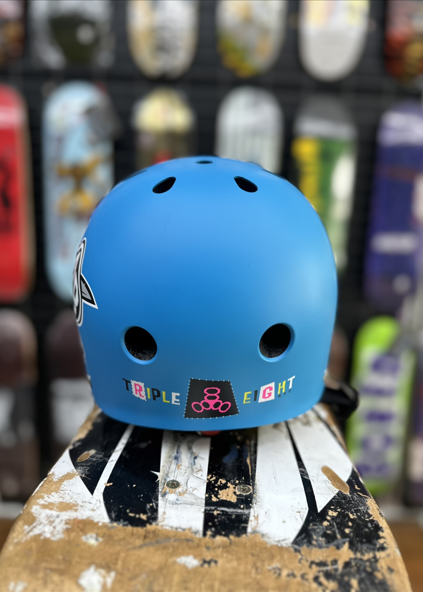 Triple 8 TRIPLE 8 - Lil 8 Certified Staab Helmet Neon Blue Rubber - Youth