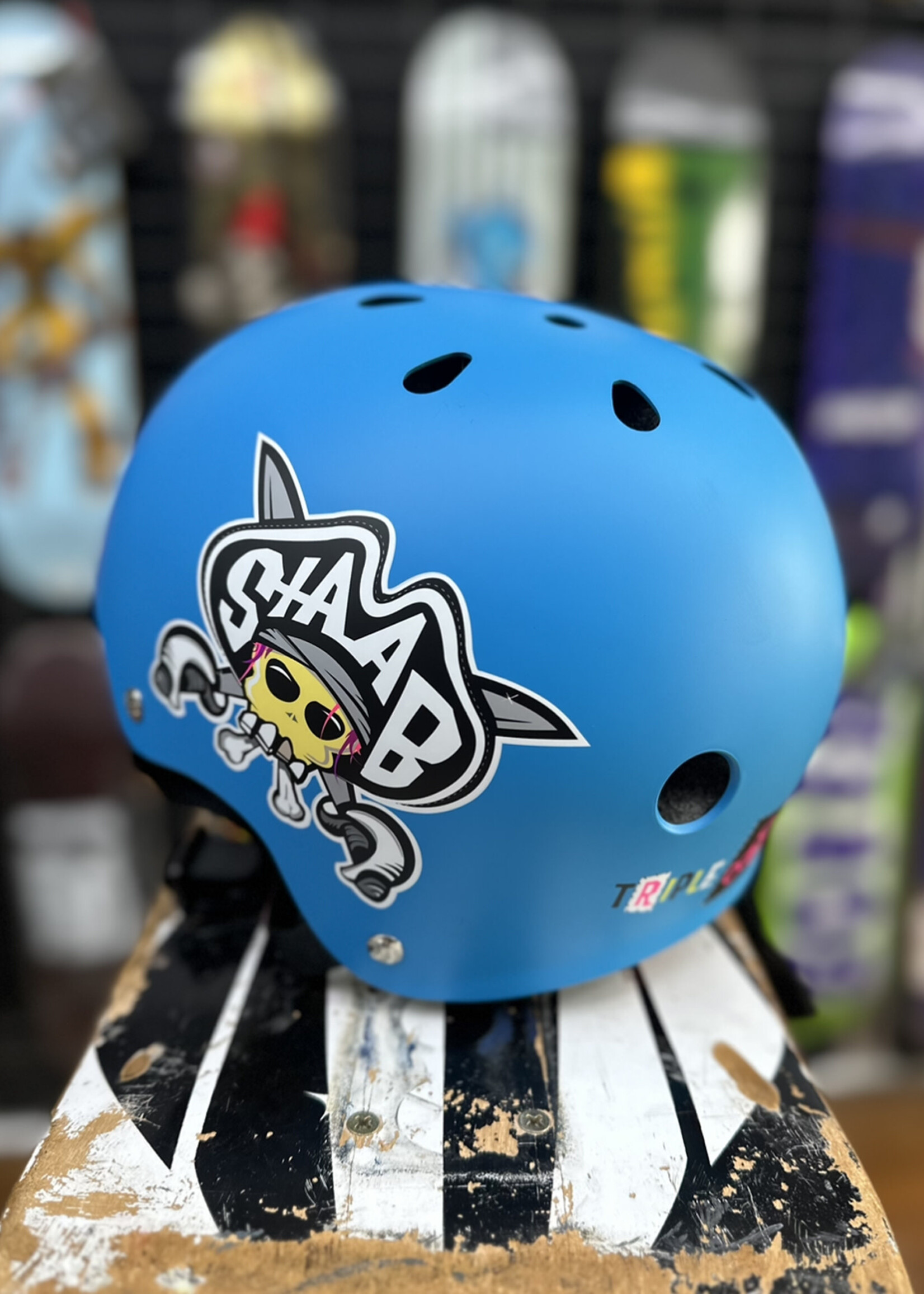 Triple 8 TRIPLE 8 - Lil 8 Certified Staab Helmet Neon Blue Rubber - Youth