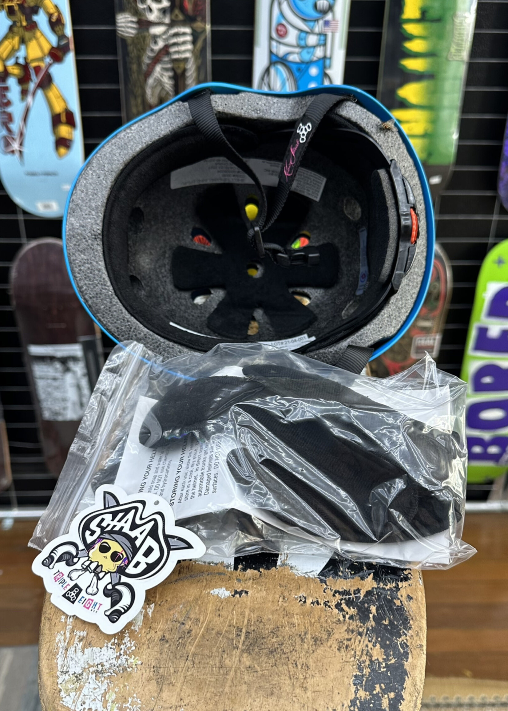 Triple 8 TRIPLE 8 - Lil 8 Certified Staab Helmet Neon Blue Rubber - Youth