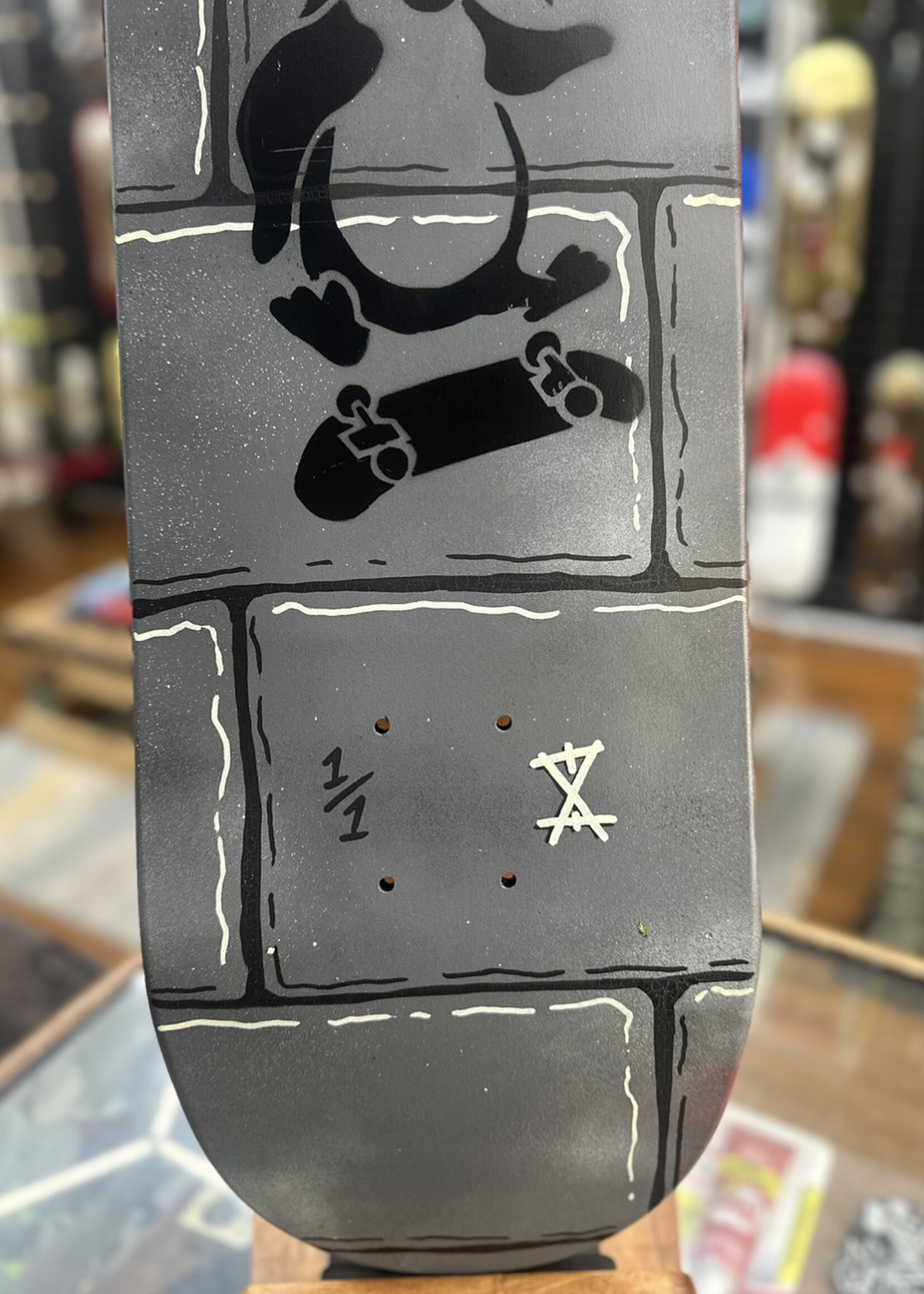 BOREDing. BOREDing - Hand Painted Besa Block Skate Penguin - 8.375"