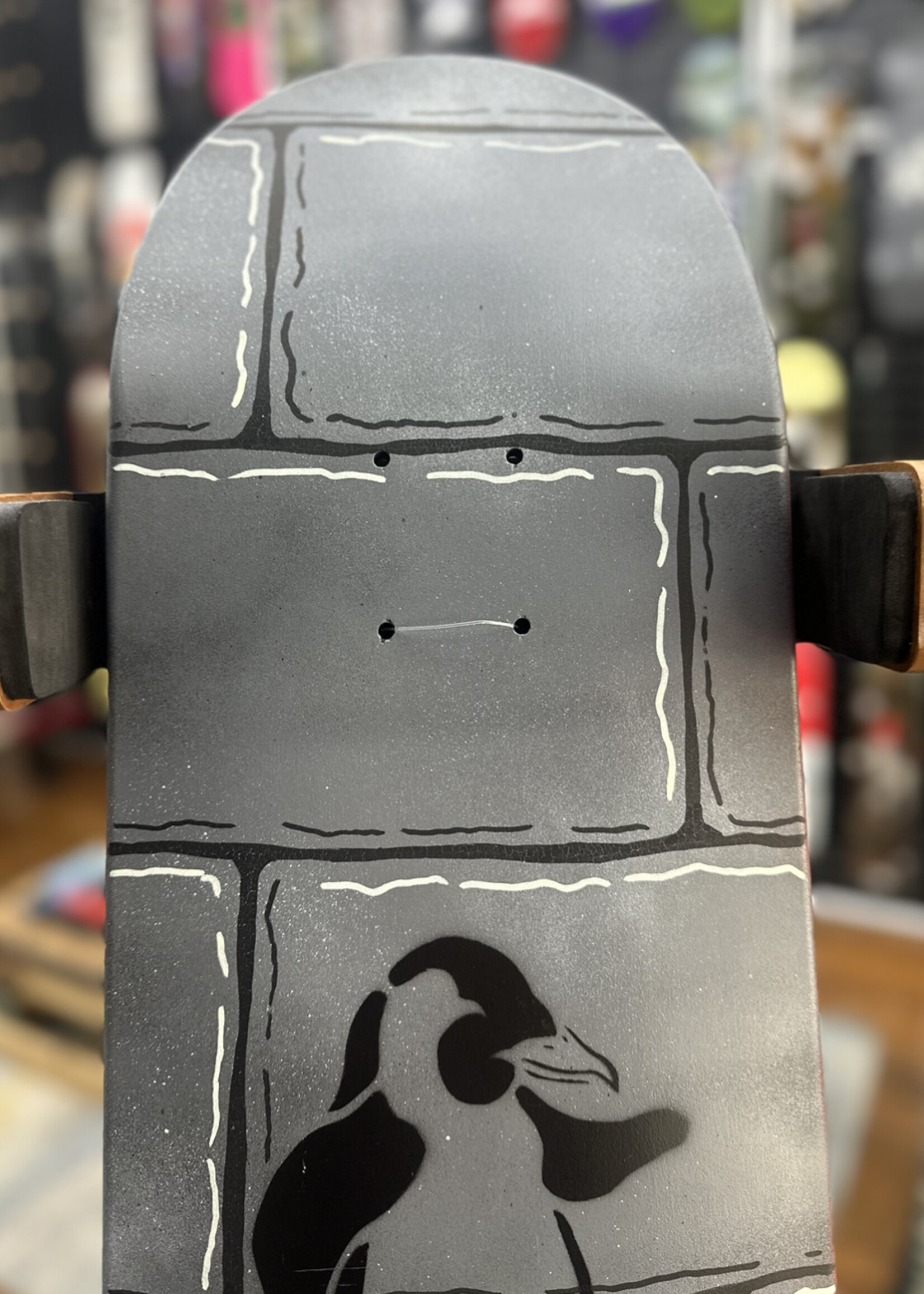 BOREDing. BOREDing - Hand Painted Besa Block Skate Penguin - 8.375"