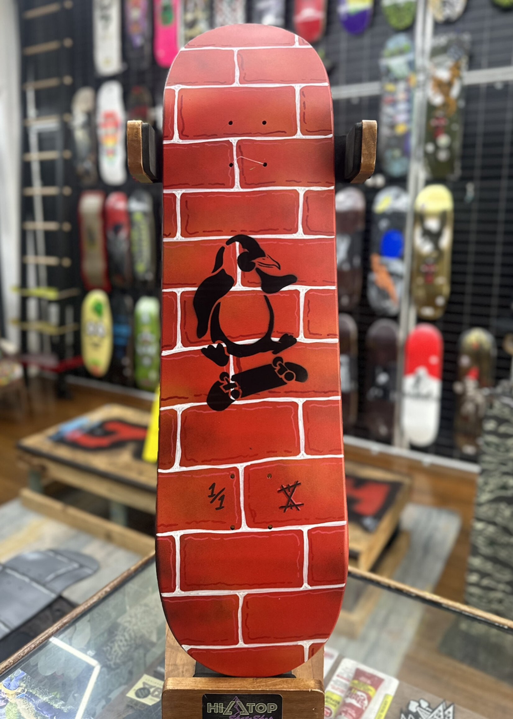 BOREDing. BOREDing - Hand Painted Brick Skate Penguin - 8.375"
