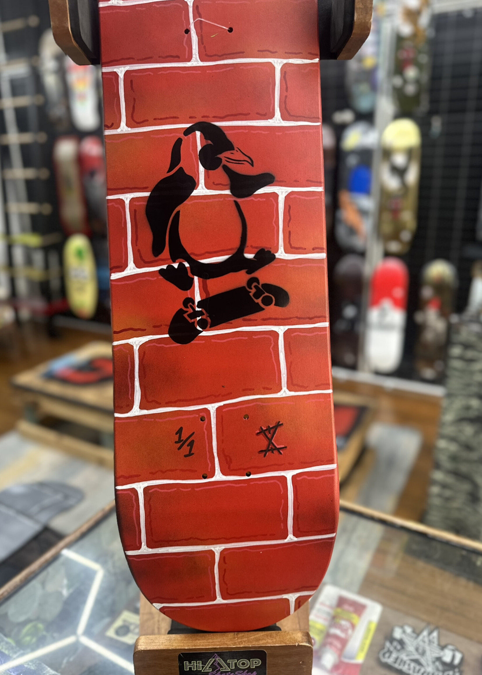 BOREDing. BOREDing - Hand Painted Brick Skate Penguin - 8.375"