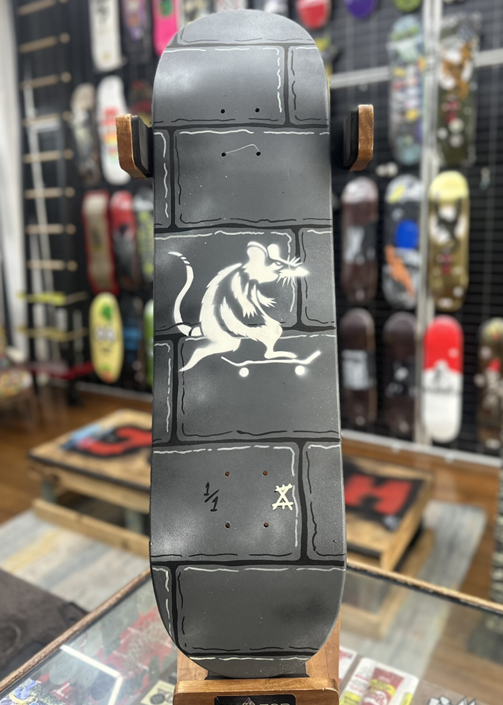 BOREDing. BOREDing - Hand Painted Besa Block Skate Rat - 8.375"