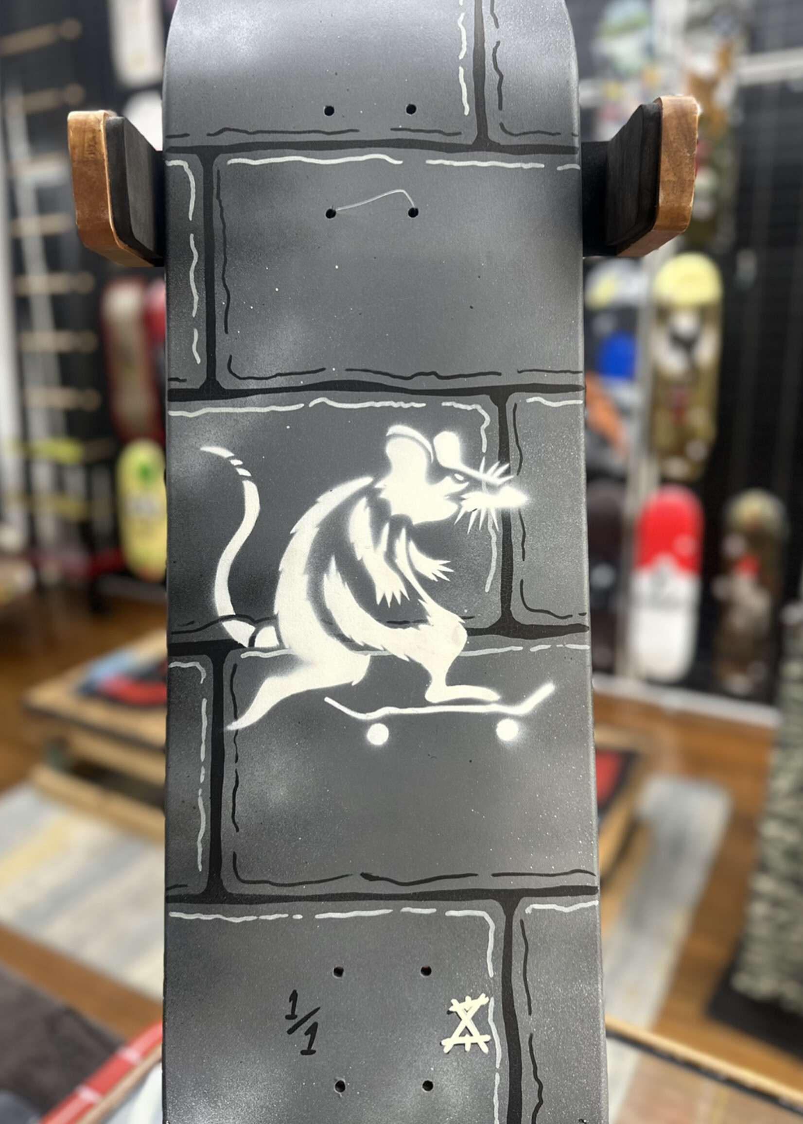 BOREDing. BOREDing - Hand Painted Besa Block Skate Rat - 8.375"