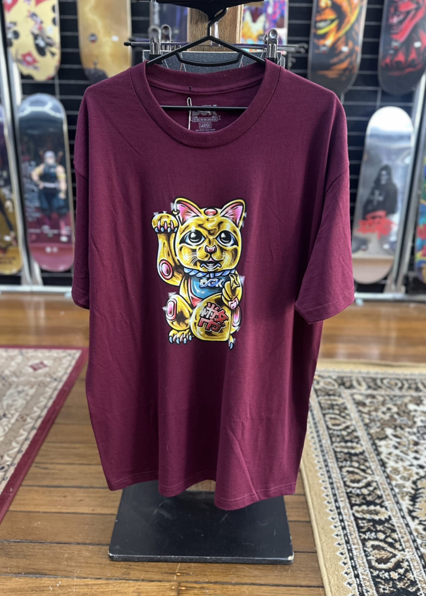 DGK DGK - Golden Lucky Cat Burgandy Tee - Large