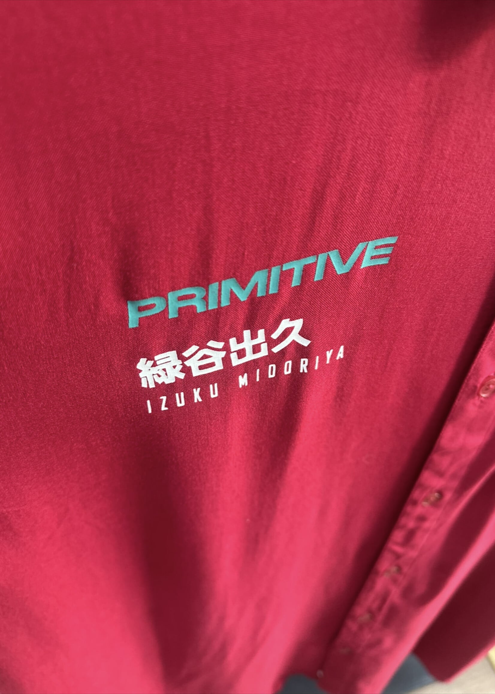 PRIMITIVE PRIMITIVE - My Hero Academia Izuku Midoriya Collard Button-Up Tee - Large