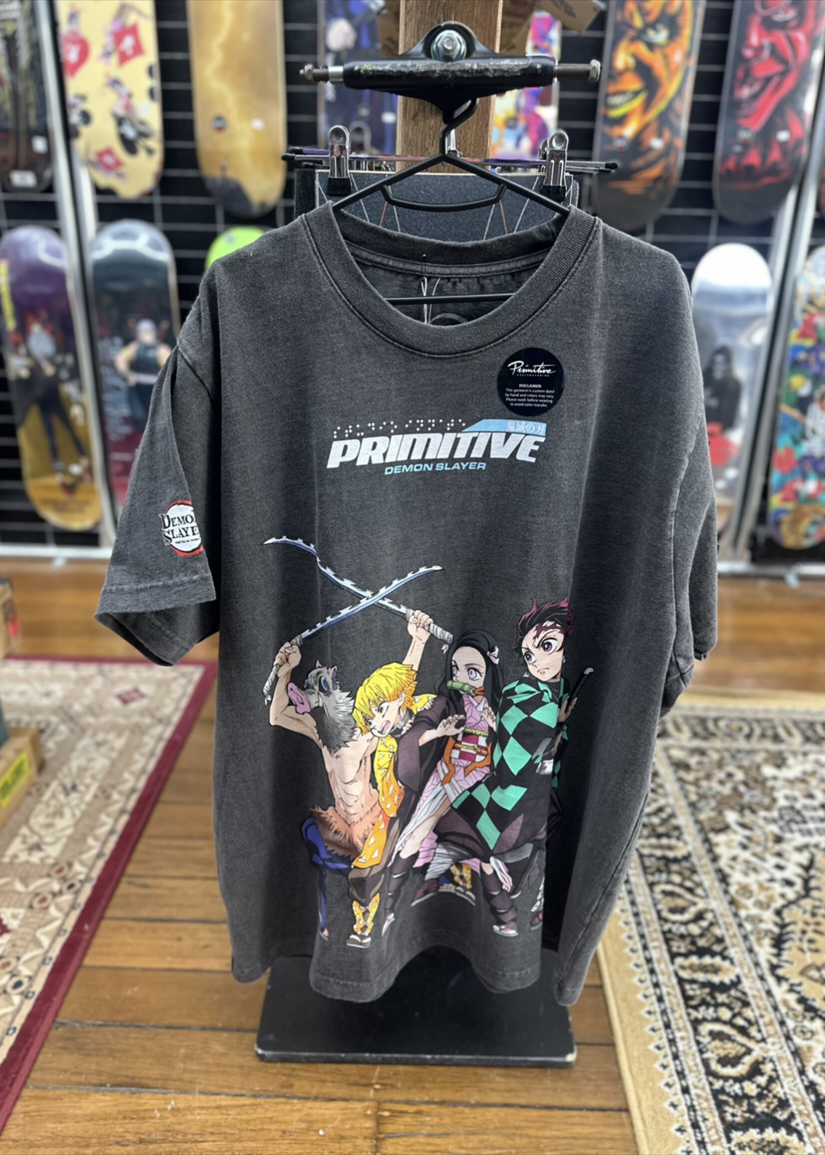 PRIMITIVE PRIMITIVE - Demon Slayer Corp Washed-Out Black Tee - XXLarge