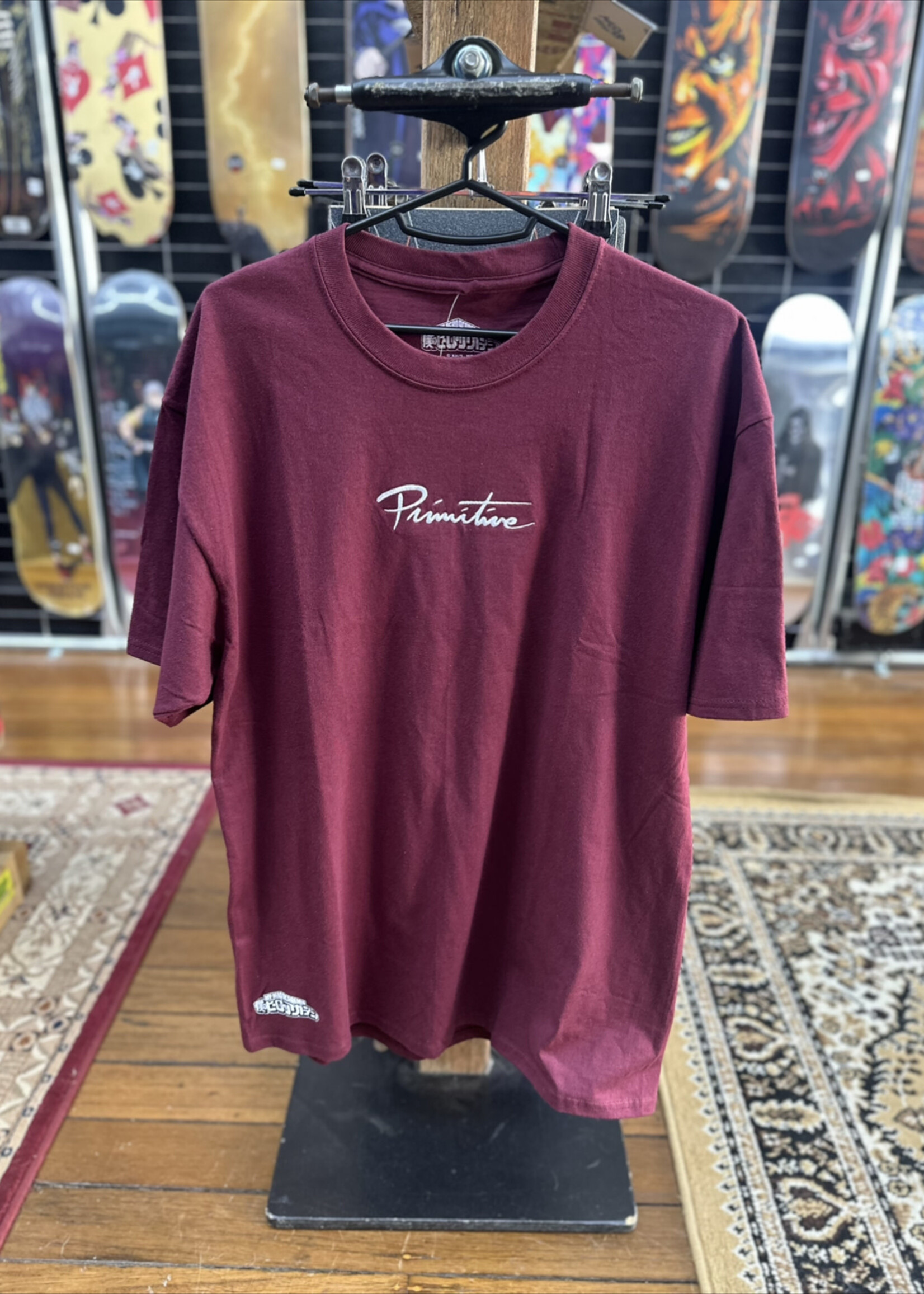 PRIMITIVE PRIMITIVE - My Hero Academia Dirty P Izuku Midoriya Burgandy Tee - Large
