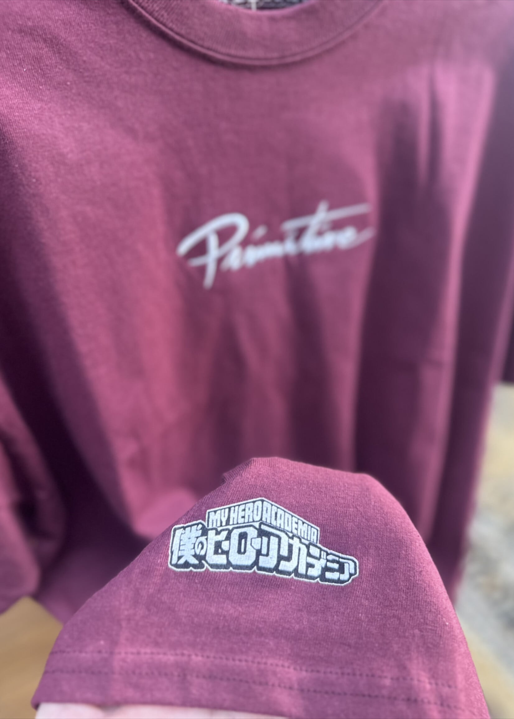 PRIMITIVE PRIMITIVE - My Hero Academia Dirty P Izuku Midoriya Burgandy Tee - Large