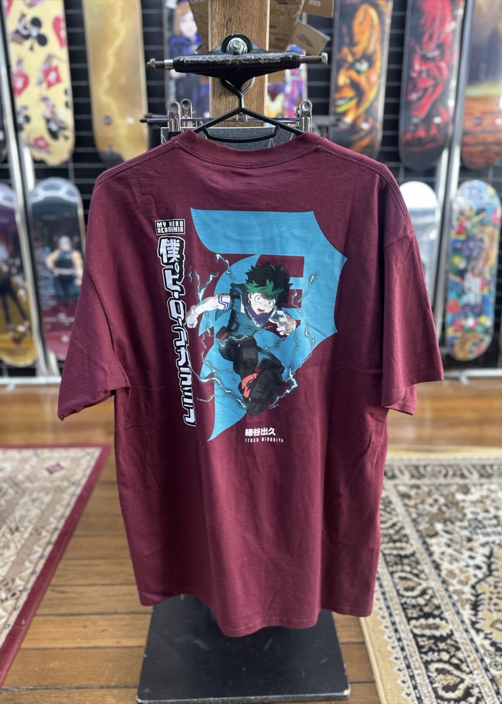 PRIMITIVE PRIMITIVE - My Hero Academia Dirty P Izuku Midoriya Burgandy Tee - Large