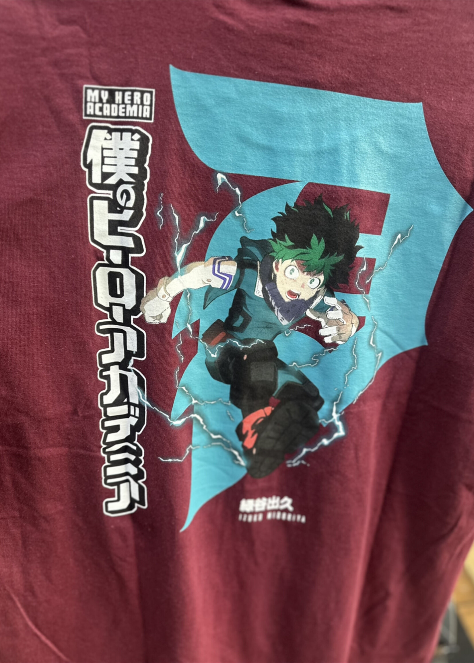 PRIMITIVE PRIMITIVE - My Hero Academia Dirty P Izuku Midoriya Burgandy Tee - Large