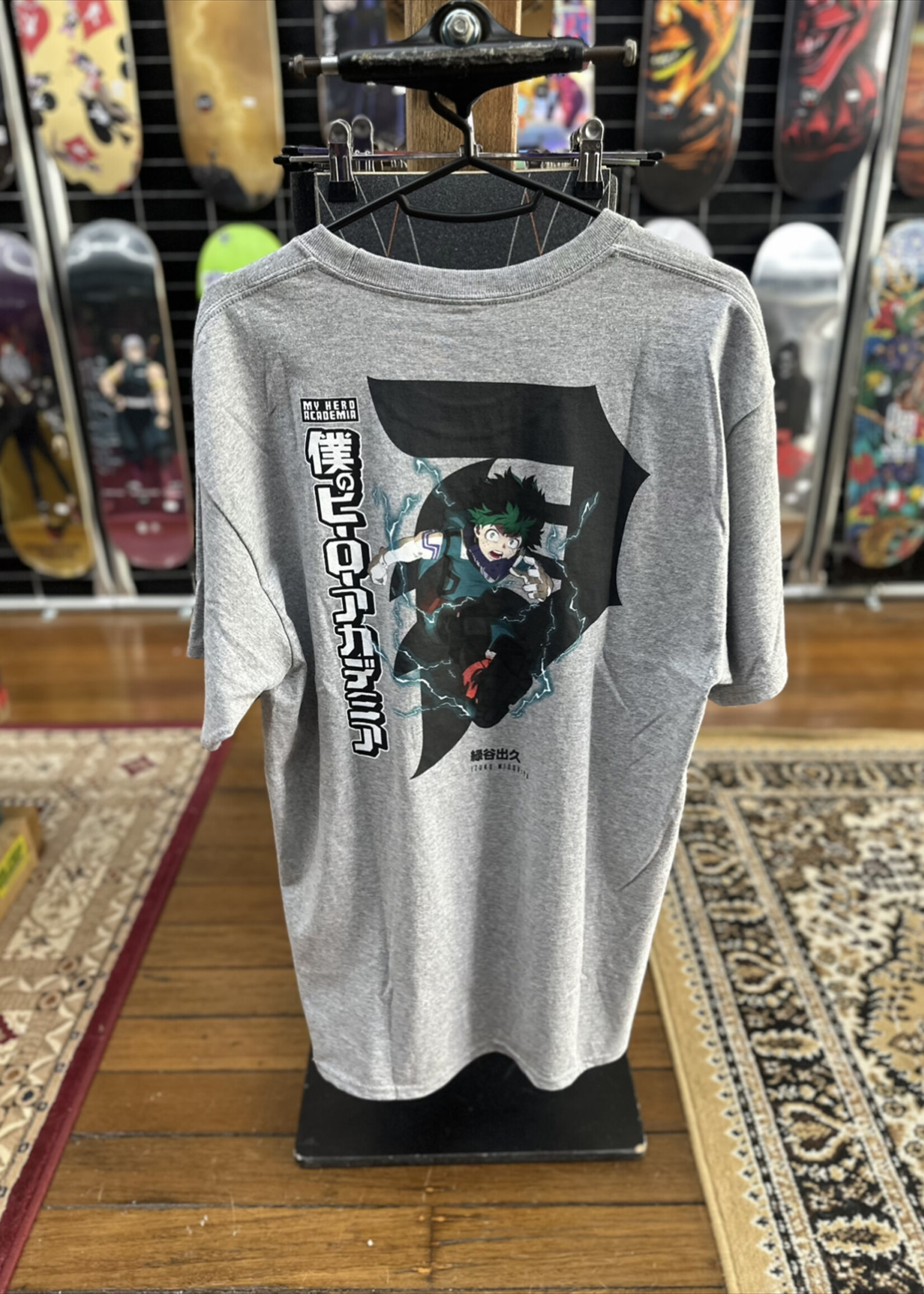 PRIMITIVE PRIMITIVE - My Hero Academia Dirty P Izuku Midoriya Grey Tee - Large